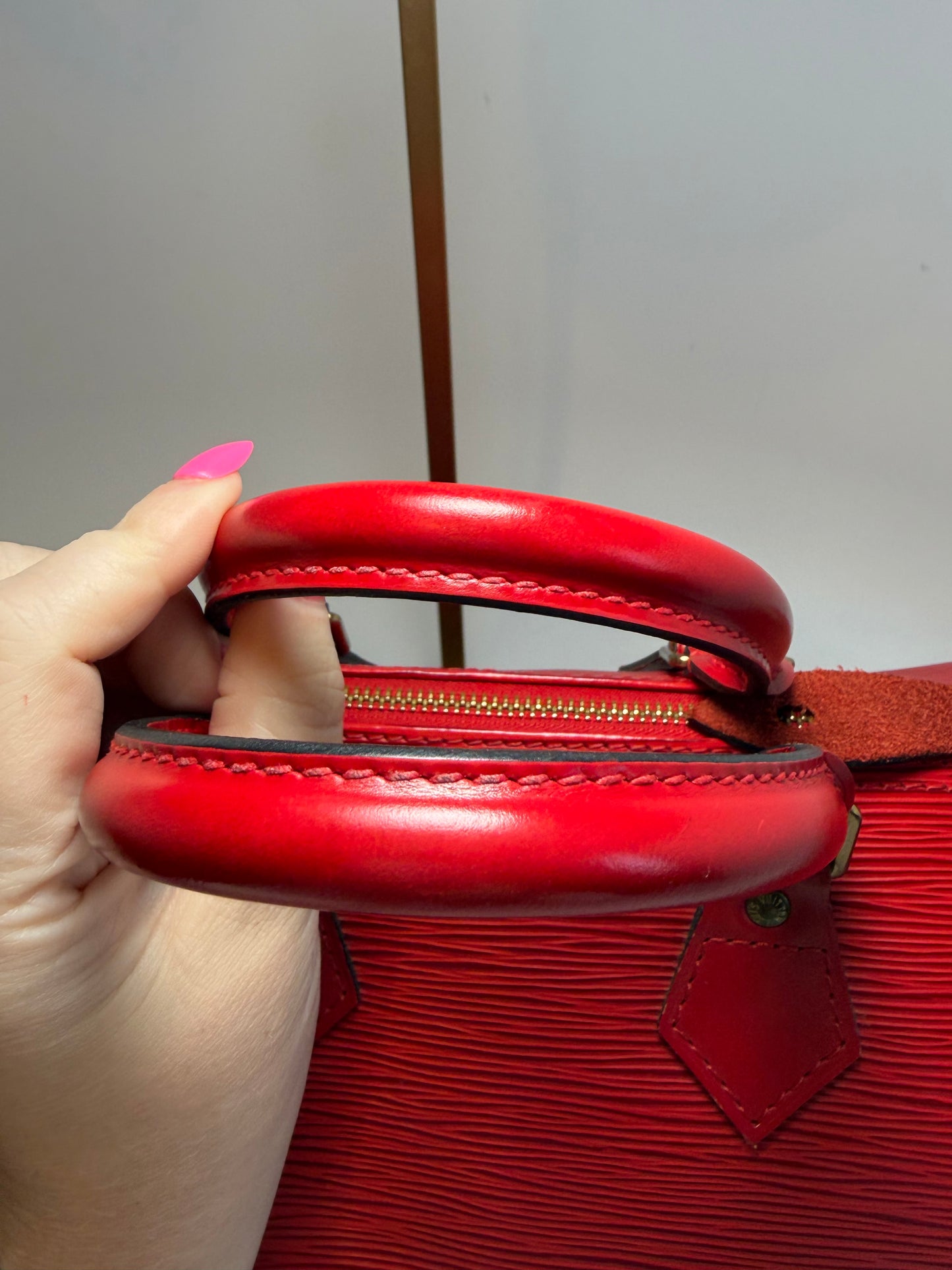 Louis Vuitton Speedy 25 Red Epi Leather, Made in France June 1994