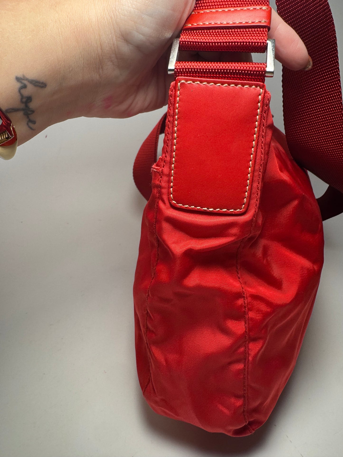 Prada Red Nylon Shoulder Bag/Crossbody