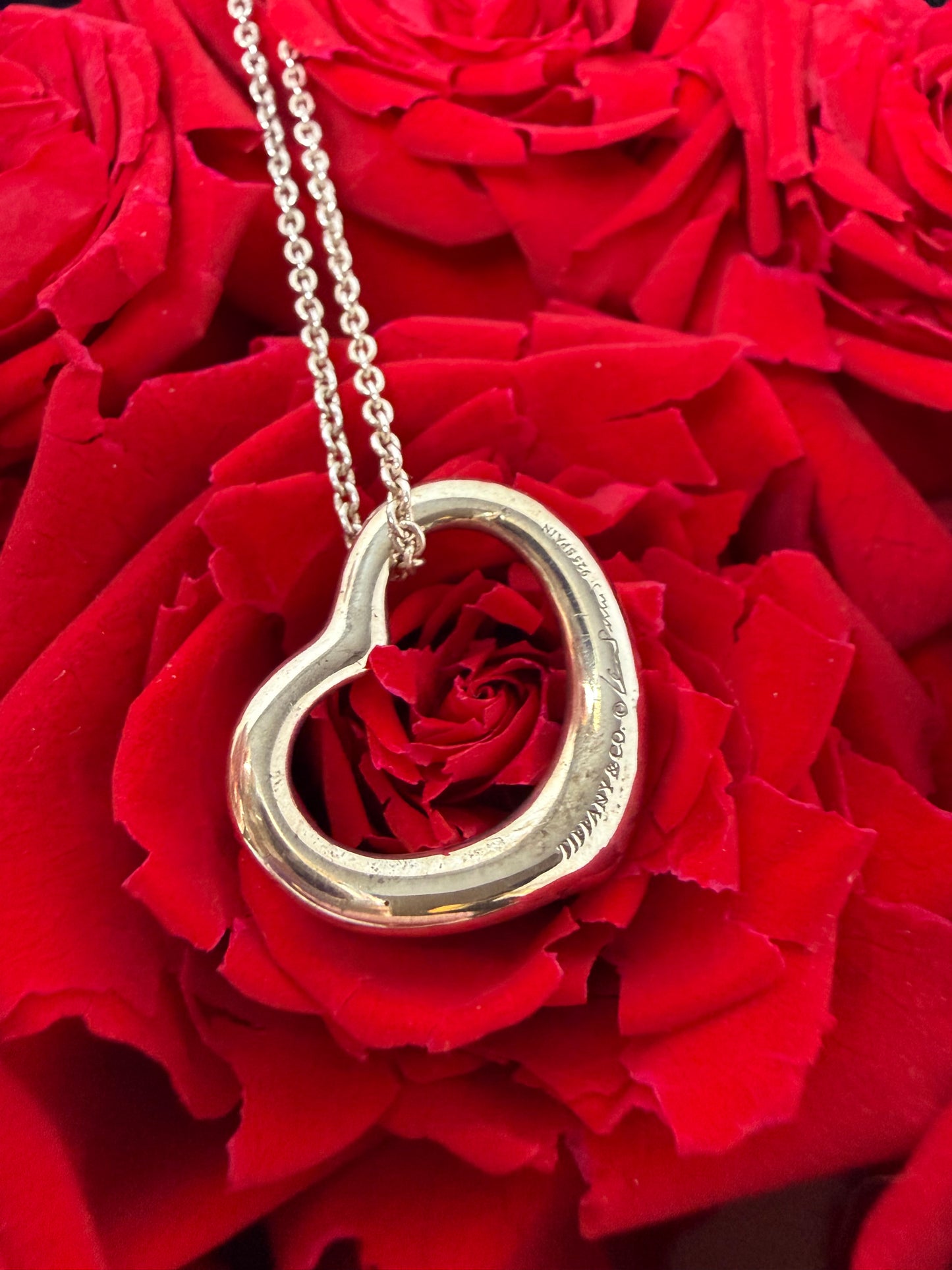 Tiffany & Co Elsa Peretti Open Heart Sterling Silver Necklace