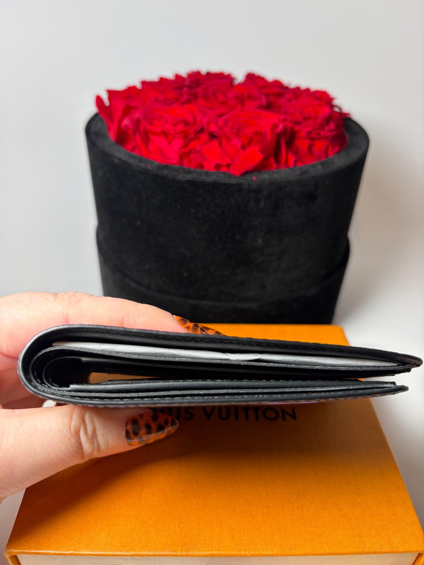 Louis Vuitton Sunrise Monogram Eclipse Bifold Wallet Full Set with Box, Dust Bag & COA- Like New