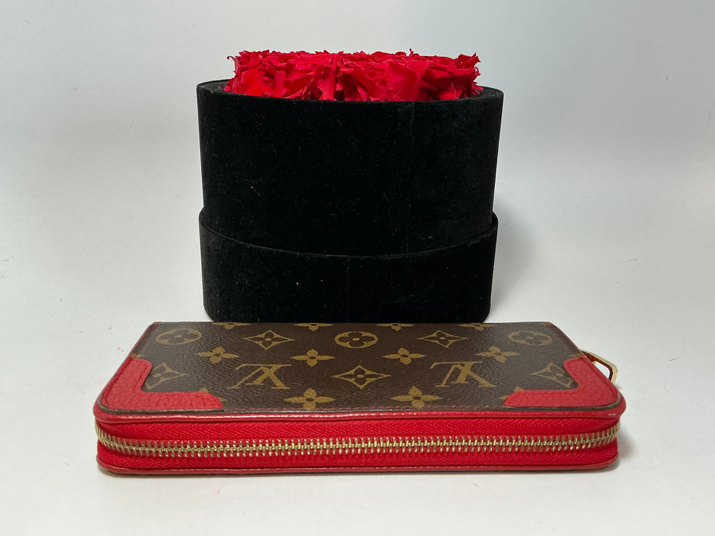 Louis Vuitton Retiro Monogram & Red Leather Wallet