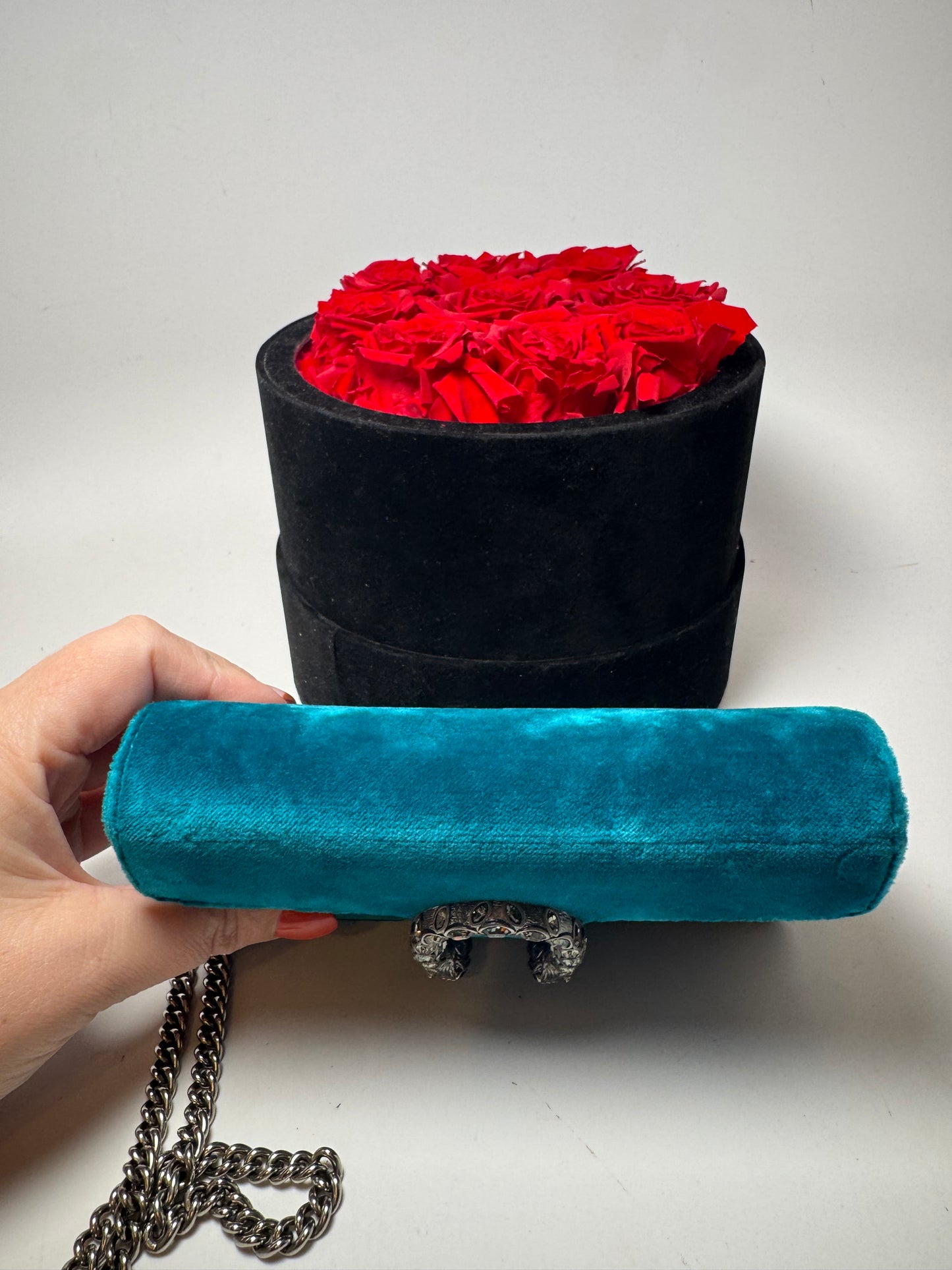 Gucci Velvet Super Mini Dionysus Shoulder Bag Pavone Cyan
