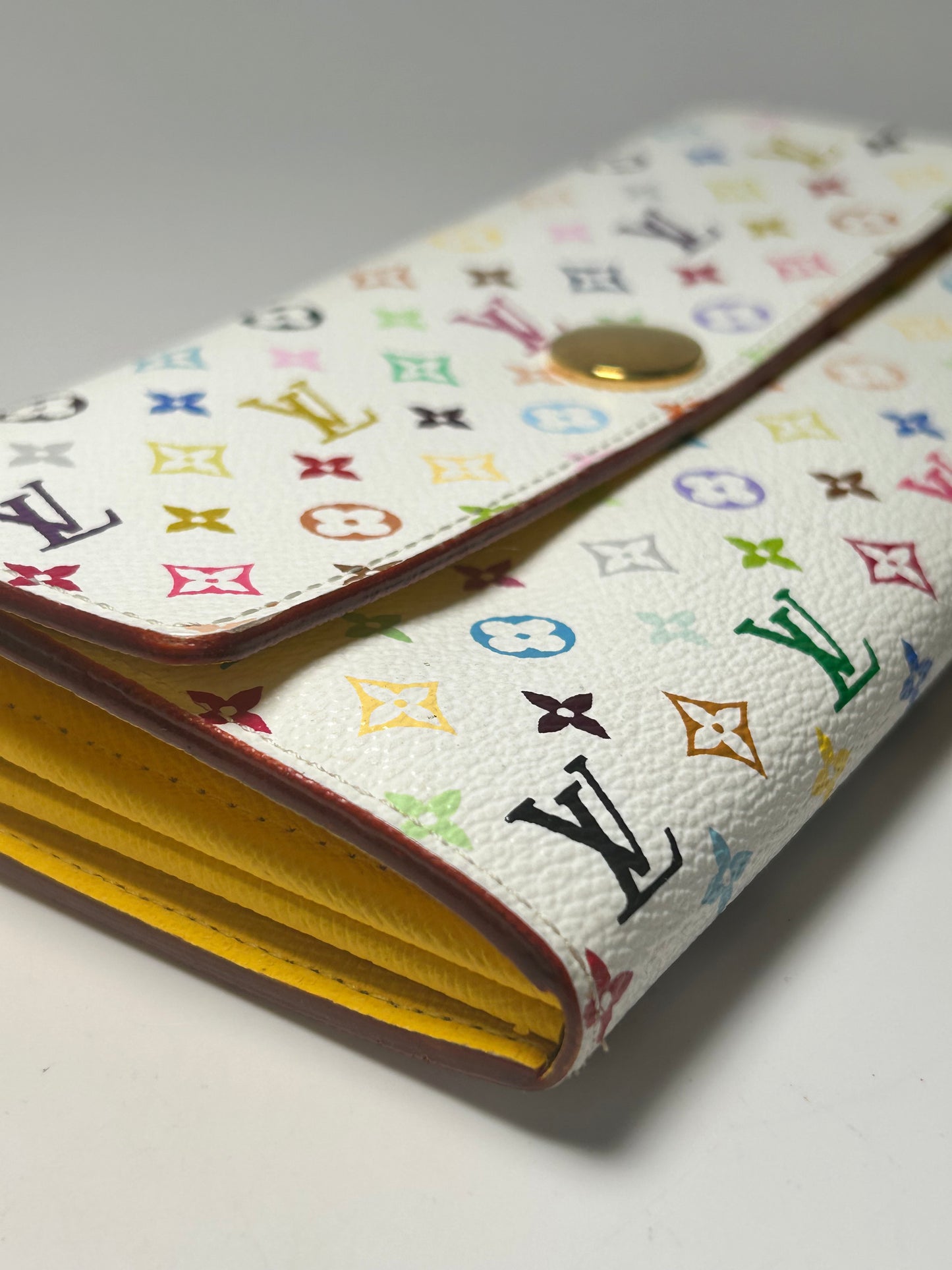 Louis Vuitton Multicolore Sarah White Monogram Wallet with Yellow Interior Excellent Condition