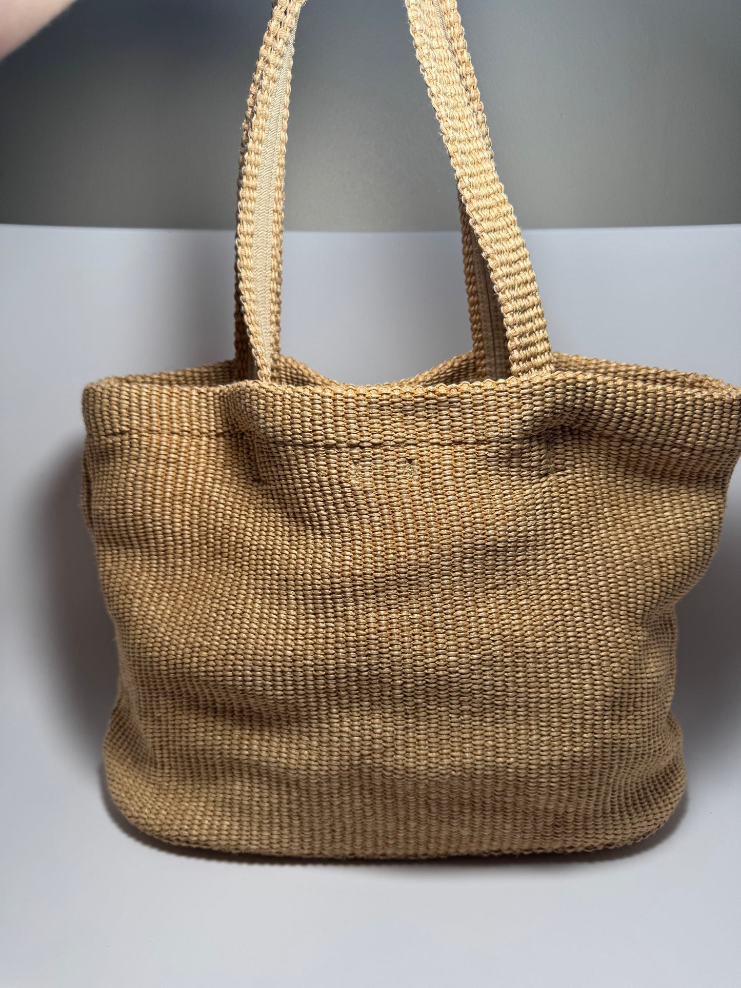 Jimmy Choo Natural Raffia E/W (East West) Tote Nag in Natural/Latte