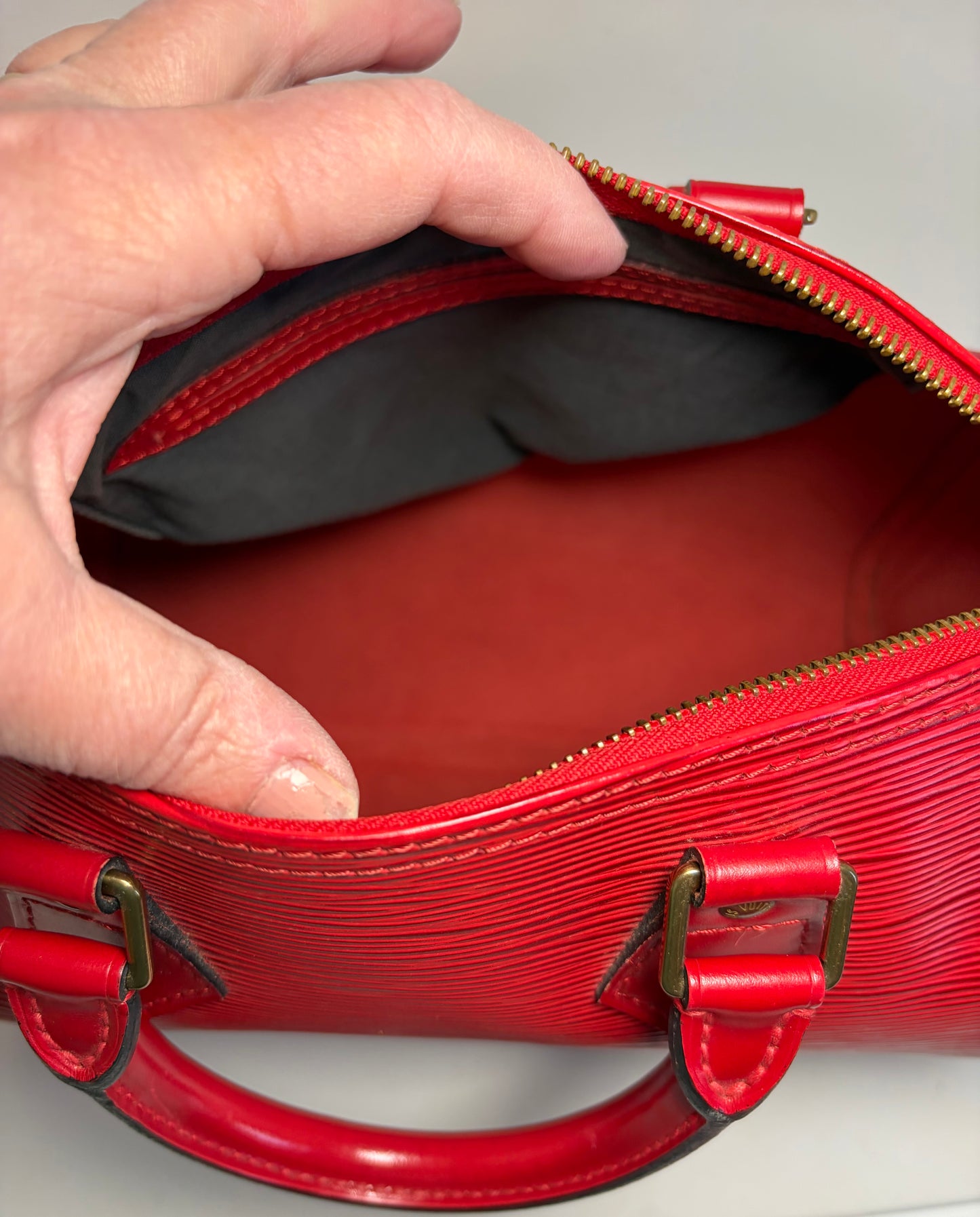 Louis Vuitton Speedy 25 Red Epi Leather, Made in France June 1994