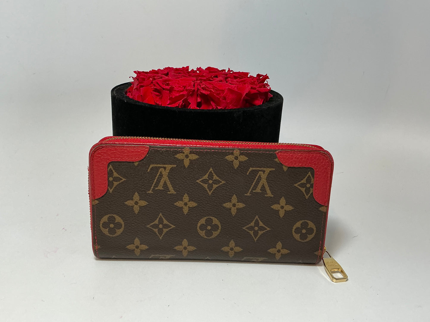 Louis Vuitton Retiro Monogram & Red Leather Wallet