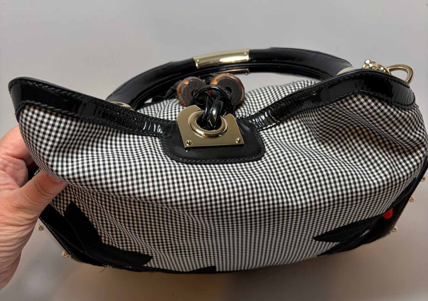Gucci Indy Babouska Bamboo Top Handle Bag w/Shoulder Strap