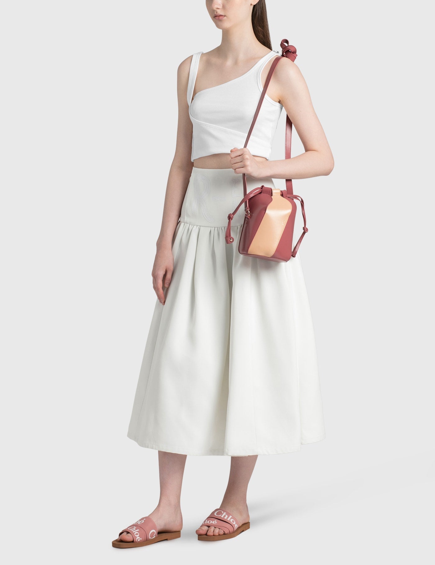 Chloé Tulip Mini Bucket Bag Pink (Faded Rose) & Cream Leather Luxury Bag