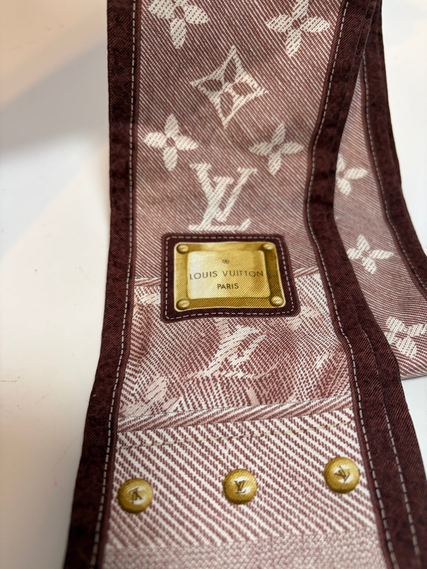 Louis Vuitton Silk BB Bandeau Denim Burgundy Monogram