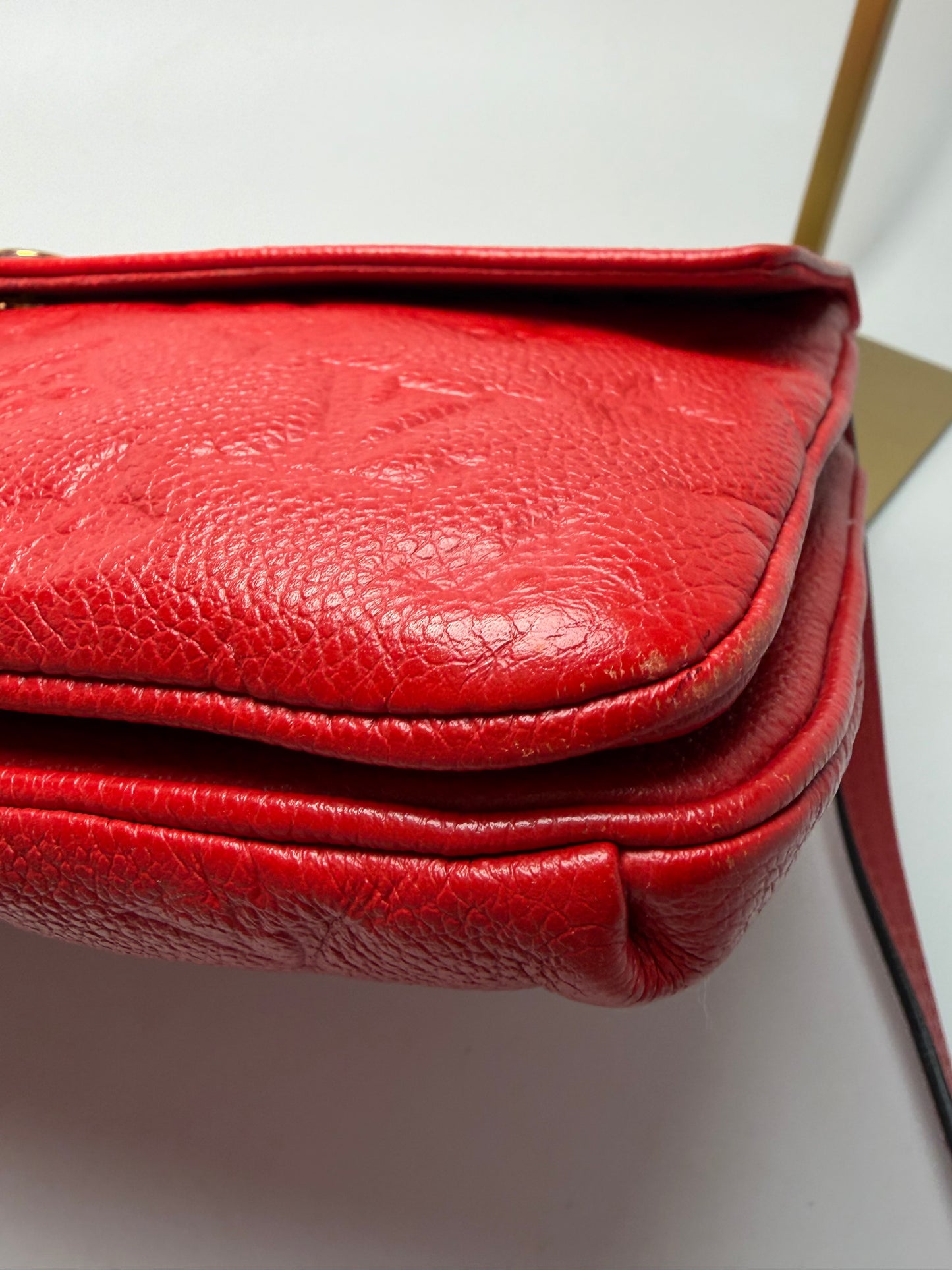 Louis Vuitton Empriente Leather Twice Crossbody in Cherry Red