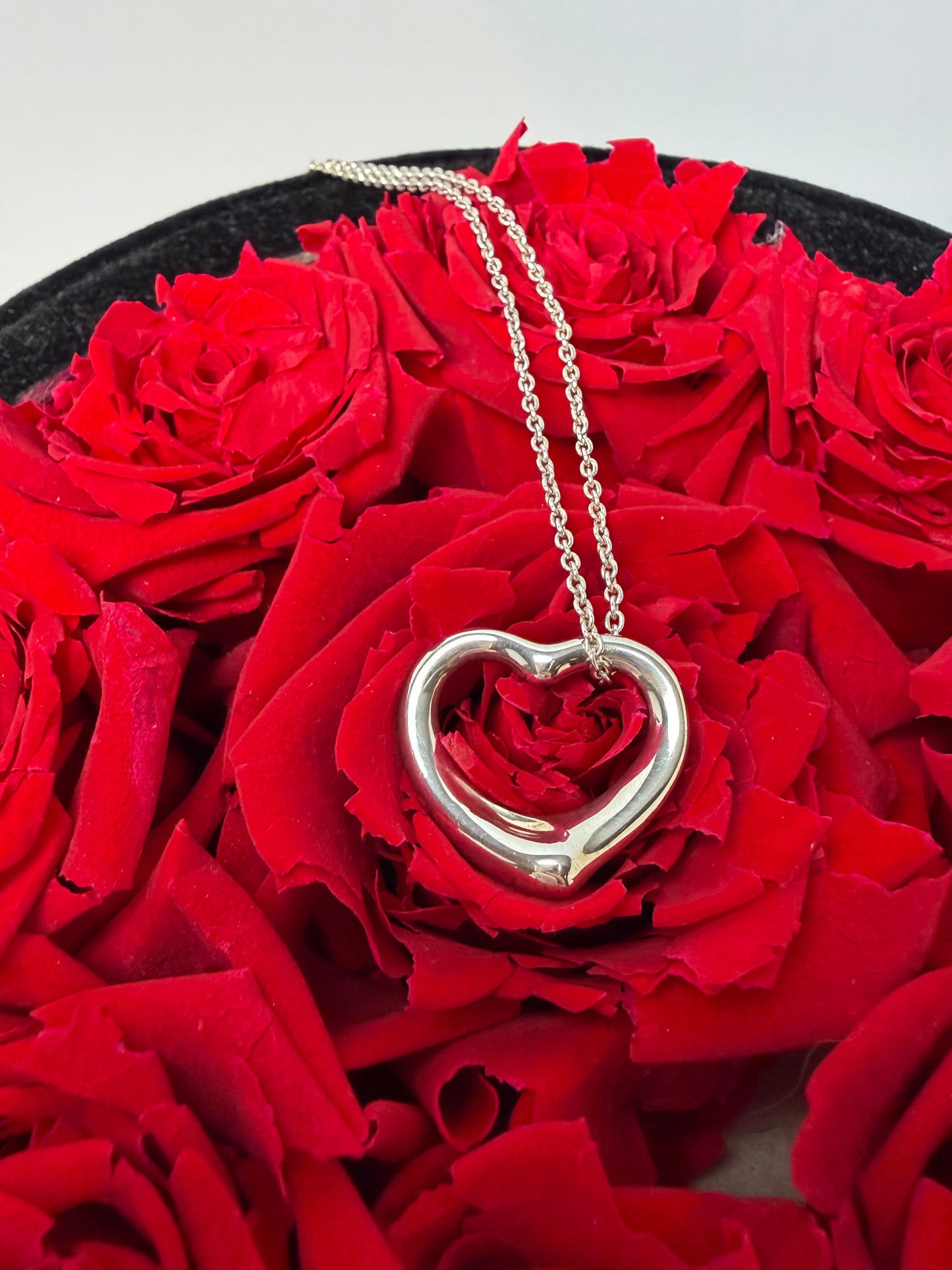 Tiffany & Co Elsa Peretti Open Heart Sterling Silver Necklace