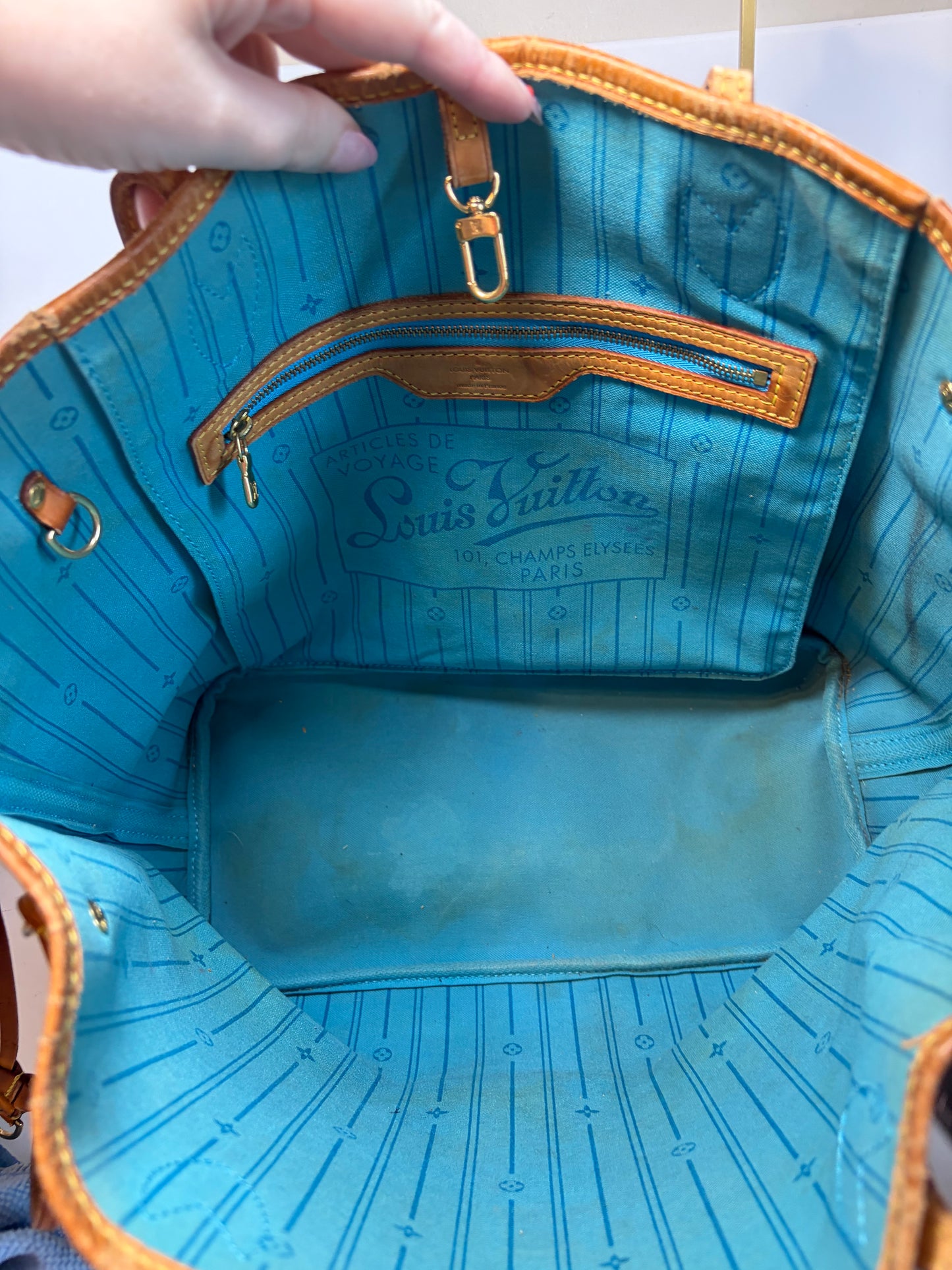 Louis Vuitton Neverfull MM Tote– My Heritage Monogram Custom Stripe & Initials Comes with Legit App COA
