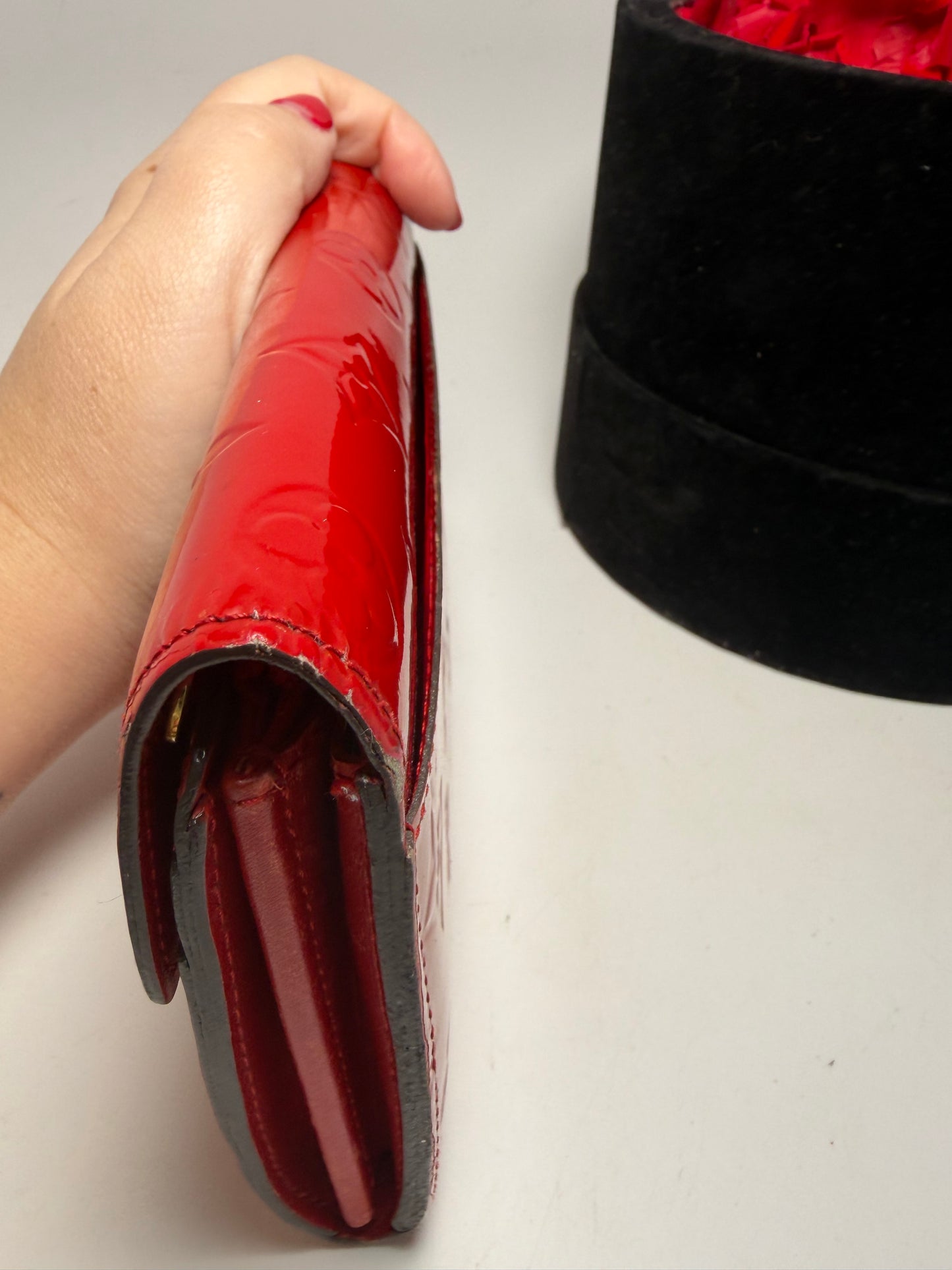 Louis Vuitton Cherry Red Vernis Leather Sarah Wallet