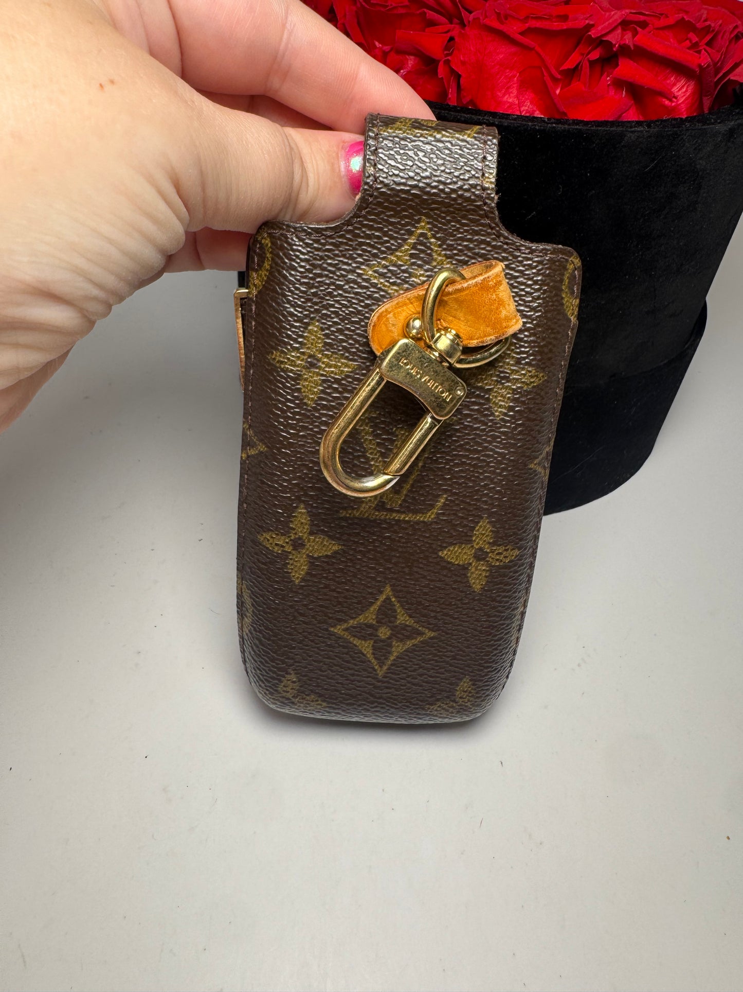Louis Vuitton Vintage Monogram Phone Case/Holder w/Key Clip