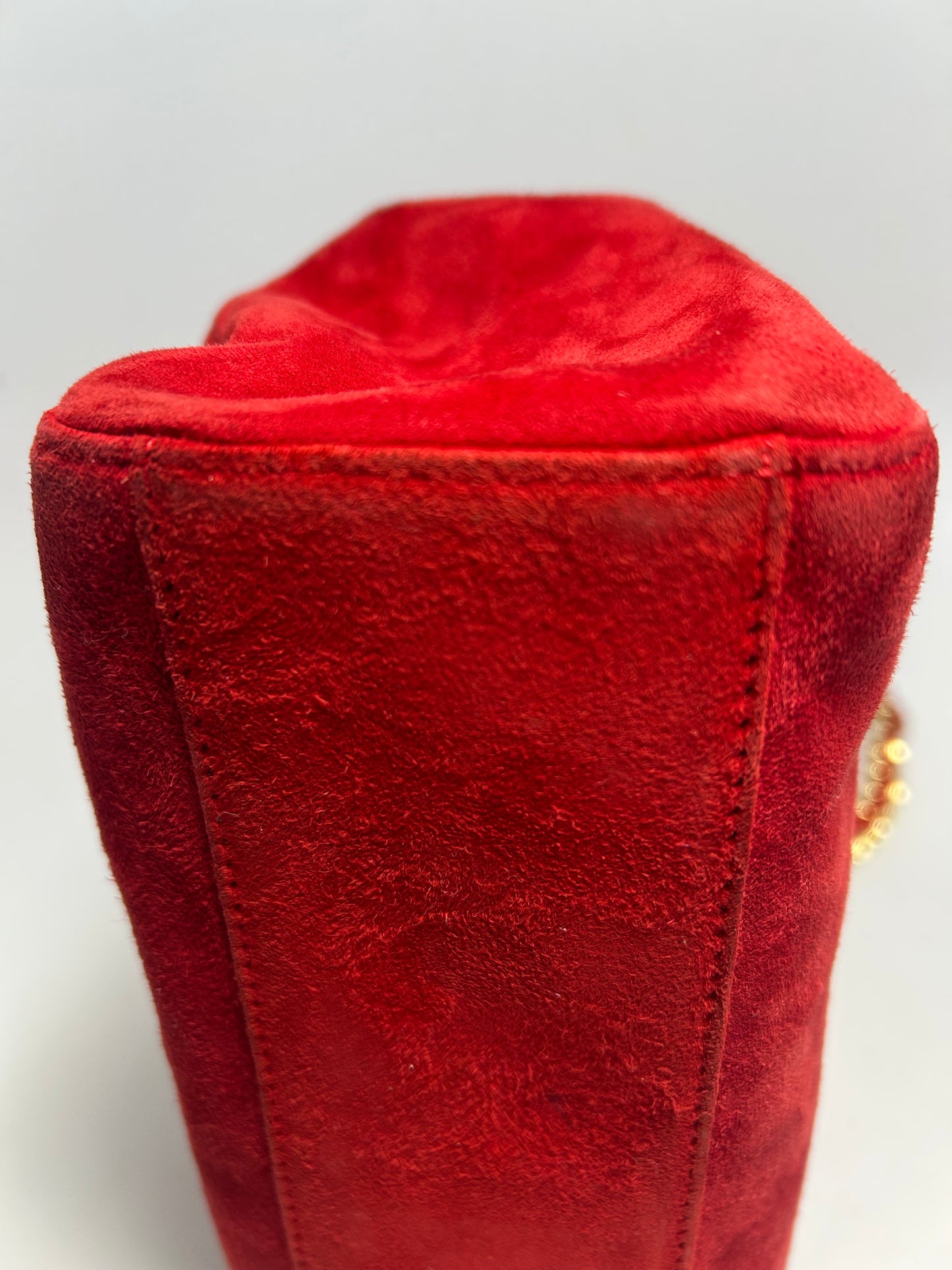 Prada Red Suede Chain Shoulder Bag