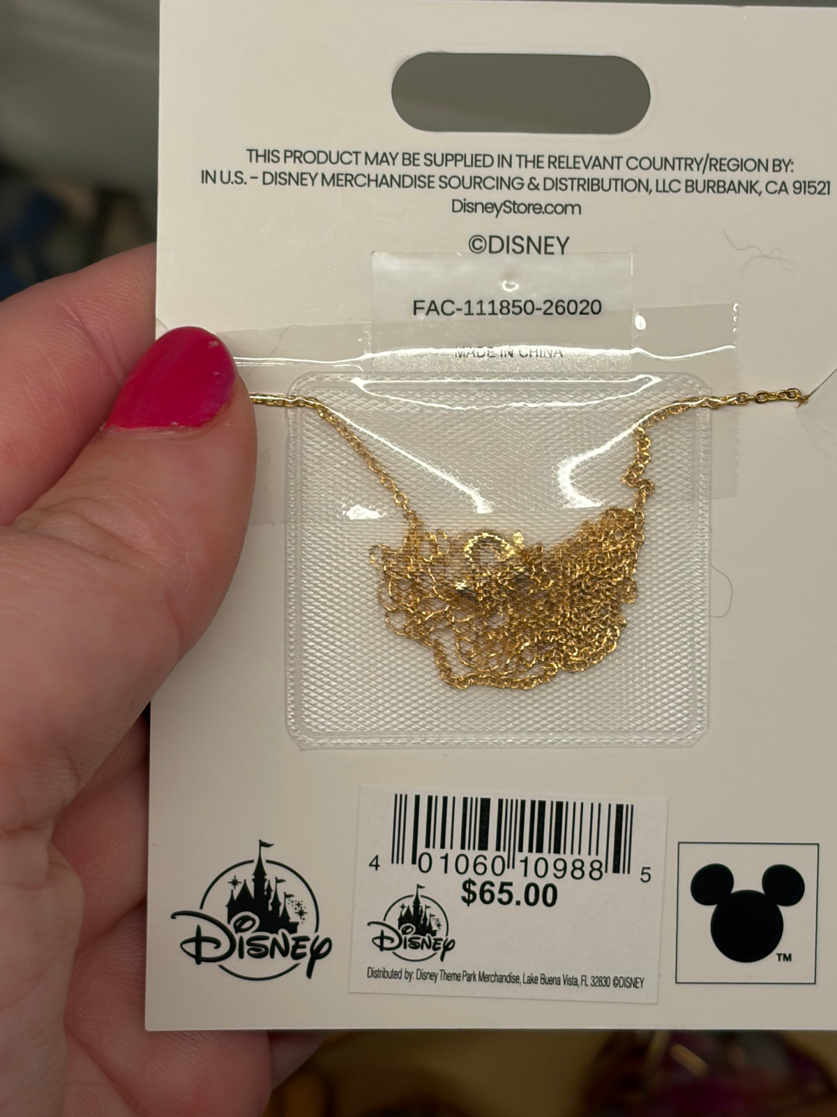 Girls Crew Disney Parks Necklace NWT in packaging