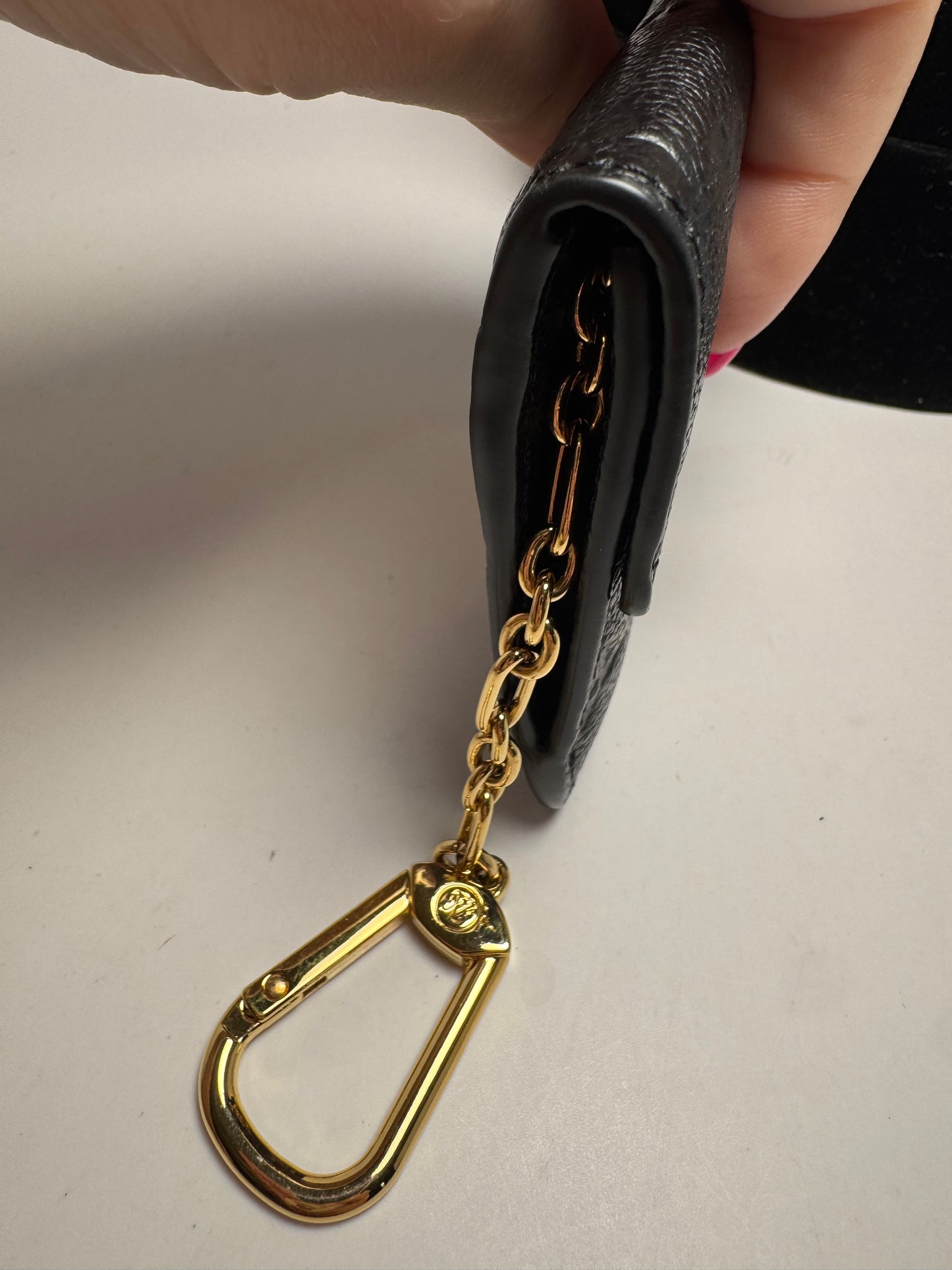 Louis Vuitton Black Key Pouch Wallet Empriente Noir Leather w/Key Ring