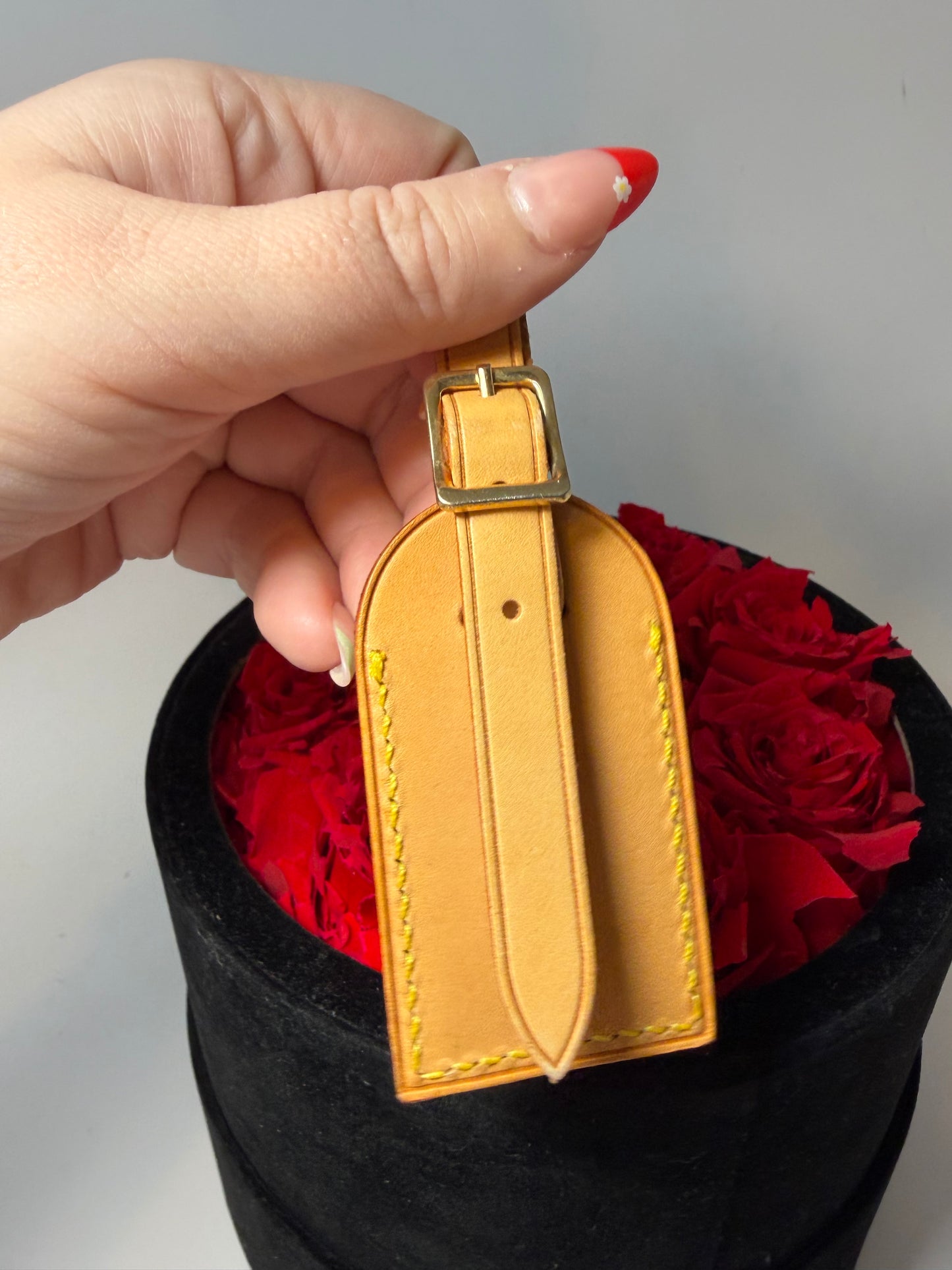 Louis Vuitton Vachetta Leather Luggage Tag Hot Stamped K.O.