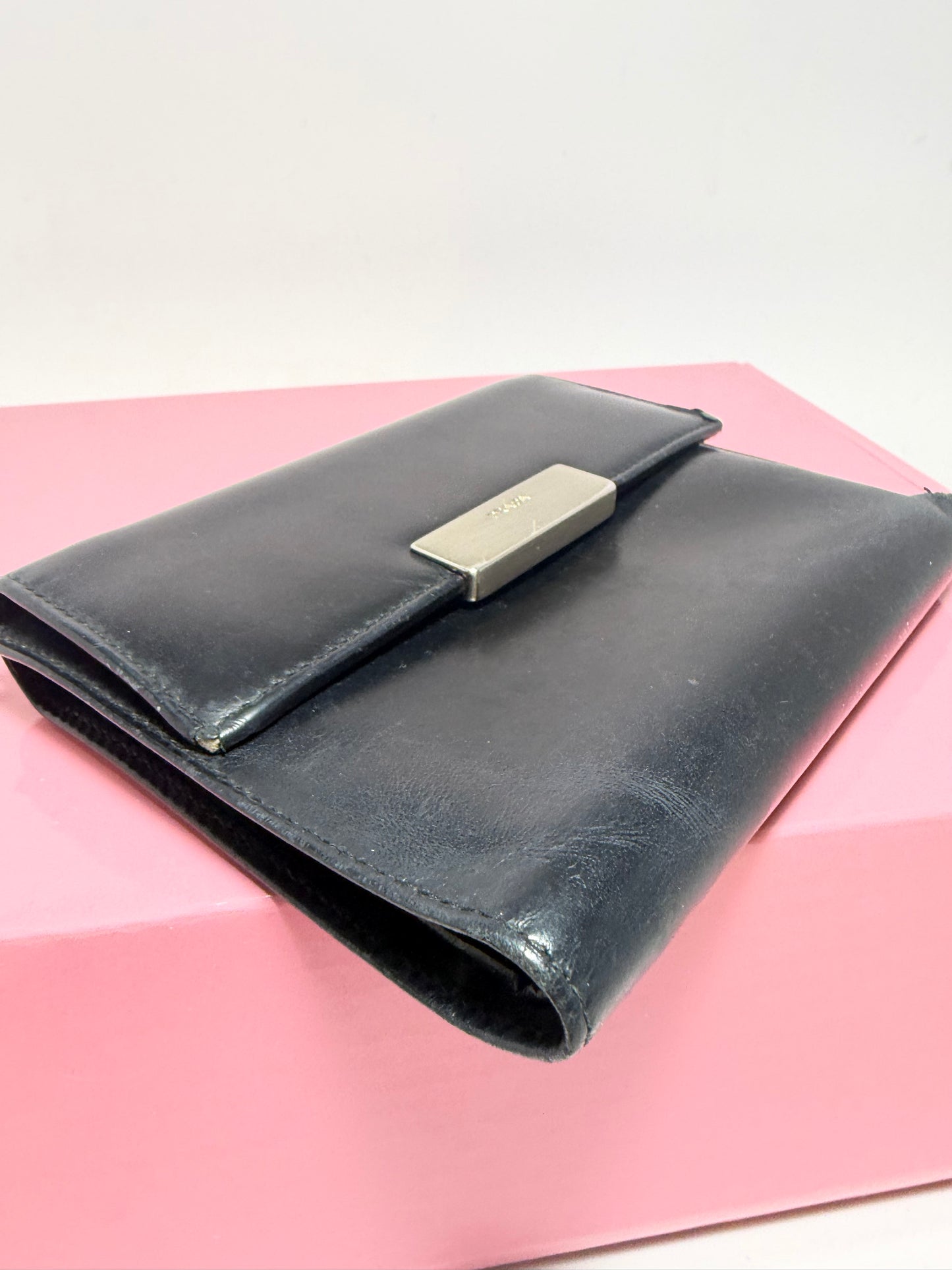 Prada Black Leather Trifold Wallet