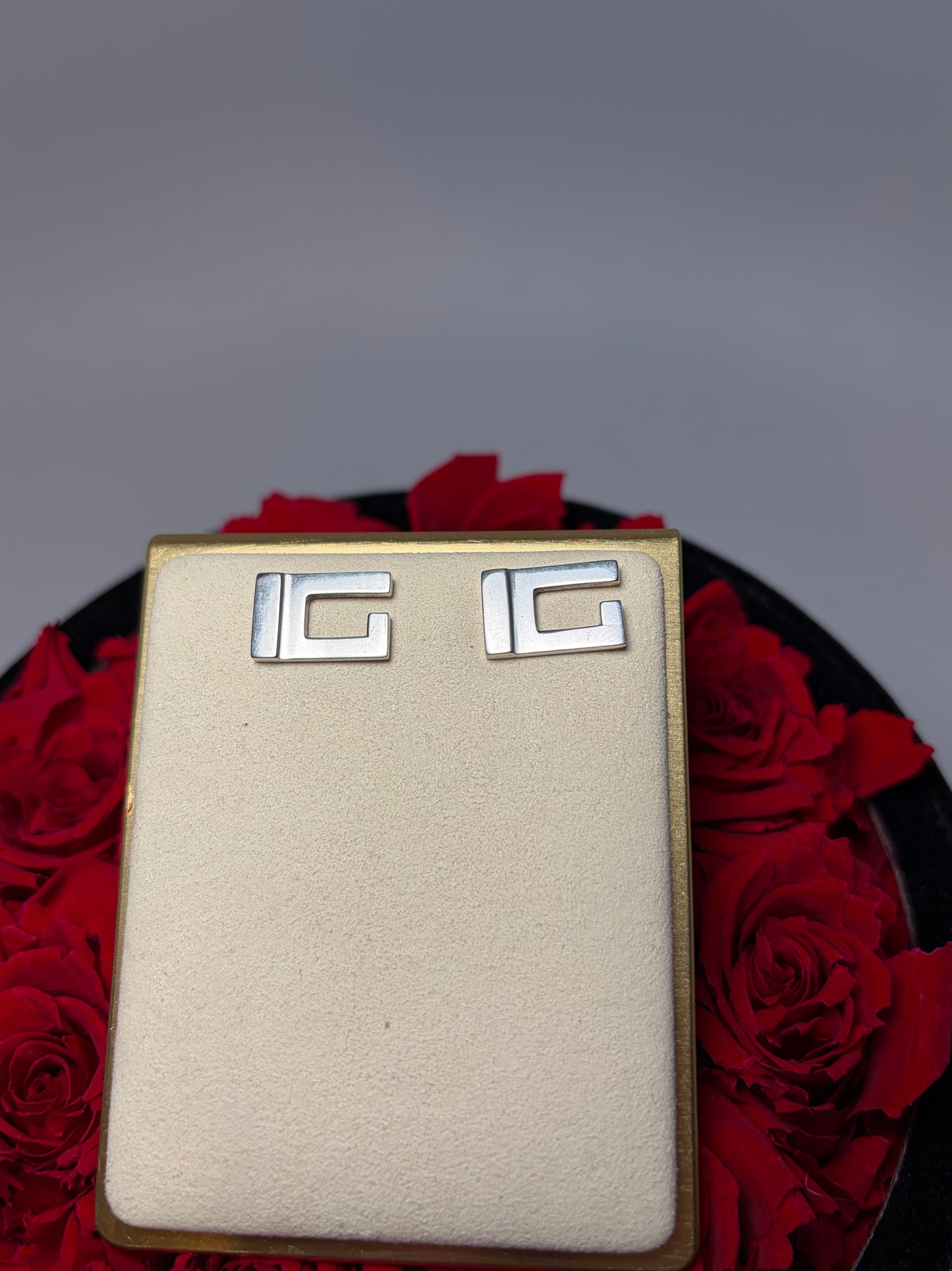 Gucci GG 925 Sterling Silver Stud Earrings with Dust Bag & COA