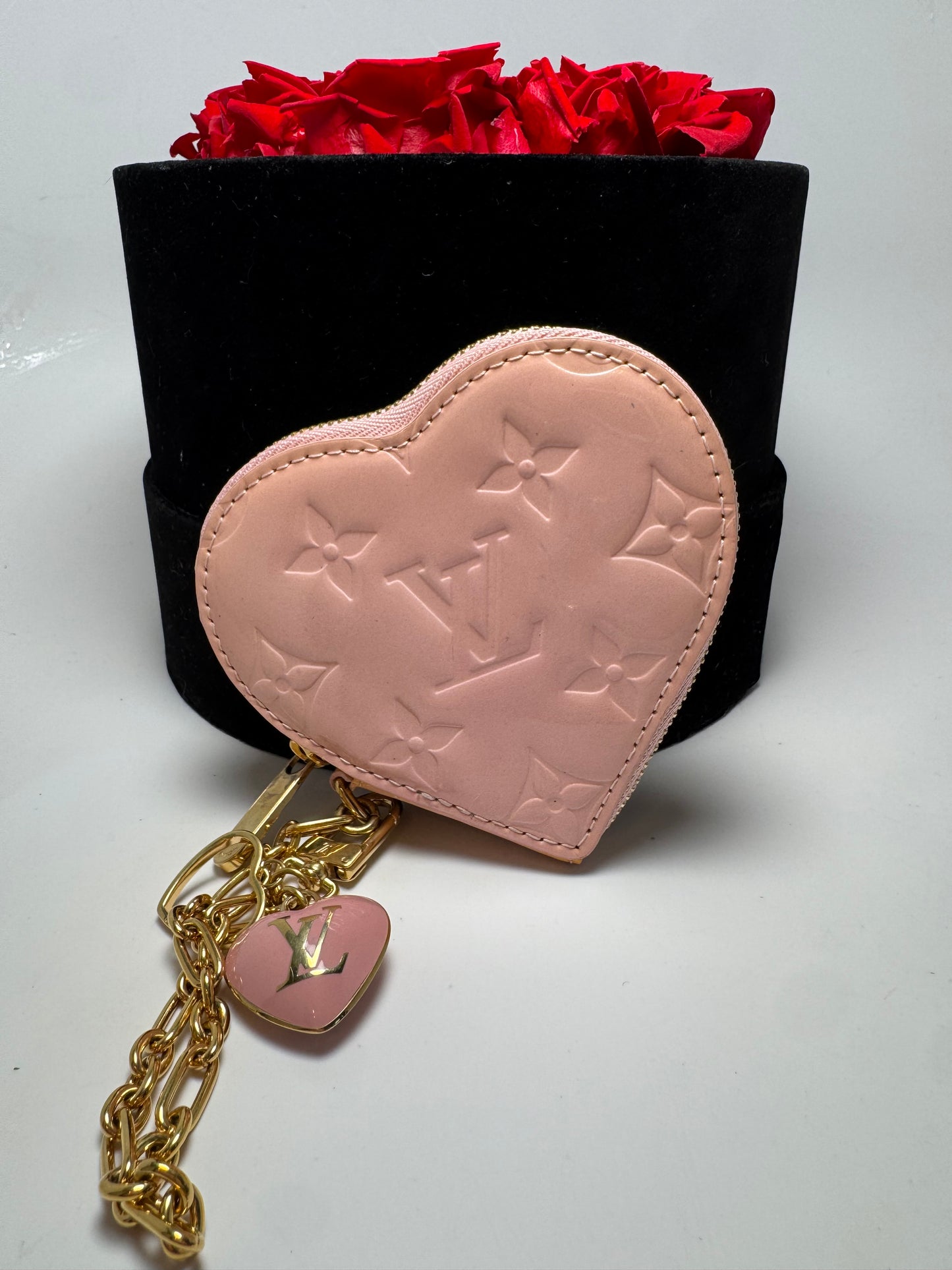 Louis Vuitton Heart Coin Purse Blush Pink Vernis Monogram- Made in Italy