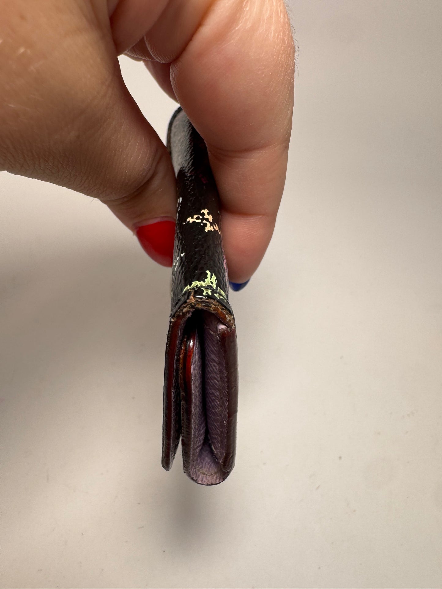 Louis Vuitton Black Multicolor Murakami 4 Key Holder w/Lilac Purple Interior