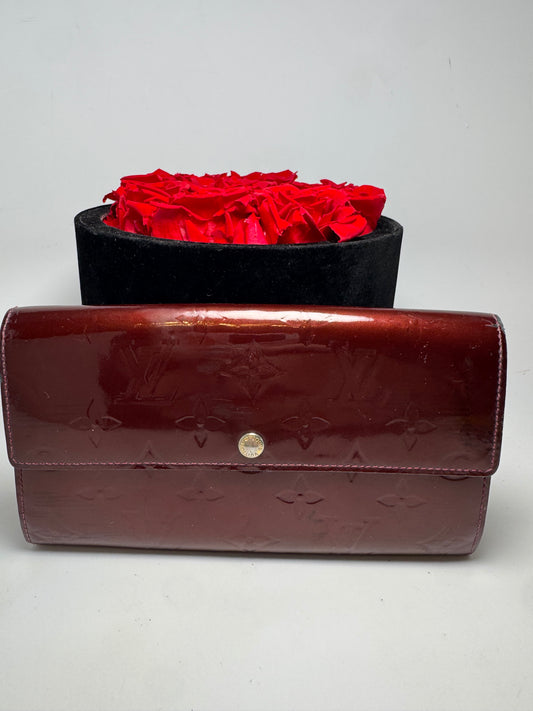 Louis Vuitton Sarah Vernis Leather Burgundy Wallet- Fair Condition
