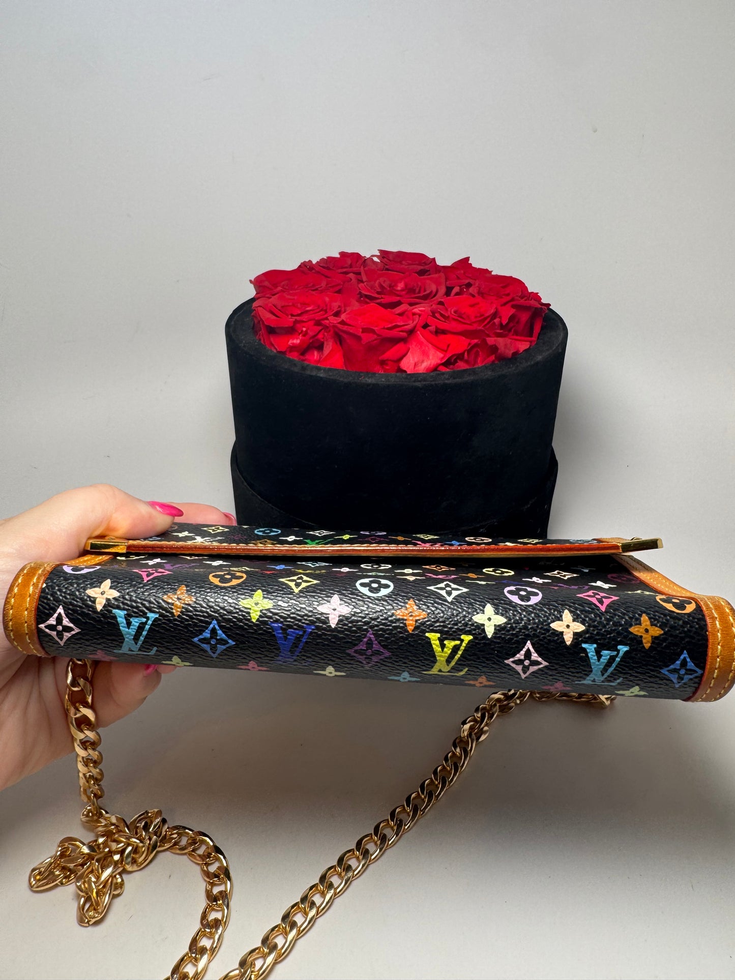 Louis Vuitton Black Multicolor Porte Tresor International Wallet w/Chain – Murakami Collection