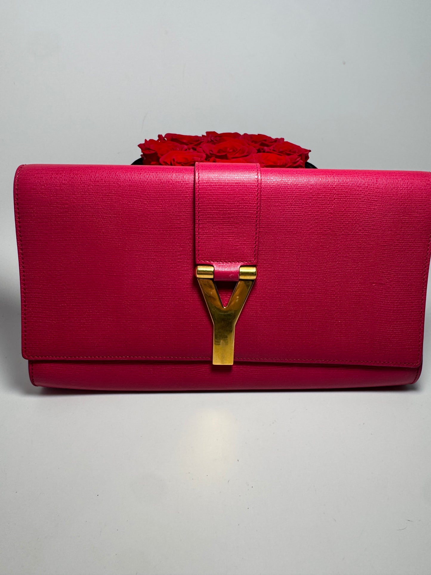 Yves Saint Laurent Hot Pink Leather Clutch