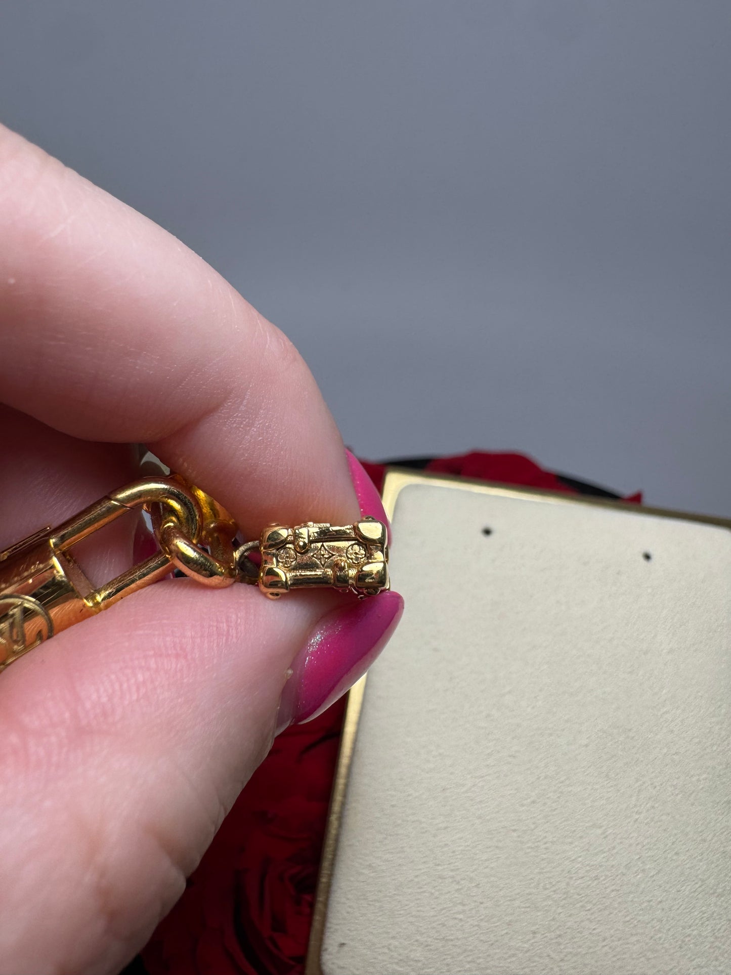 Louis Vuitton Petite Malle Trunk Bracelet Gold & Monogram w/Certificate of Authenticity