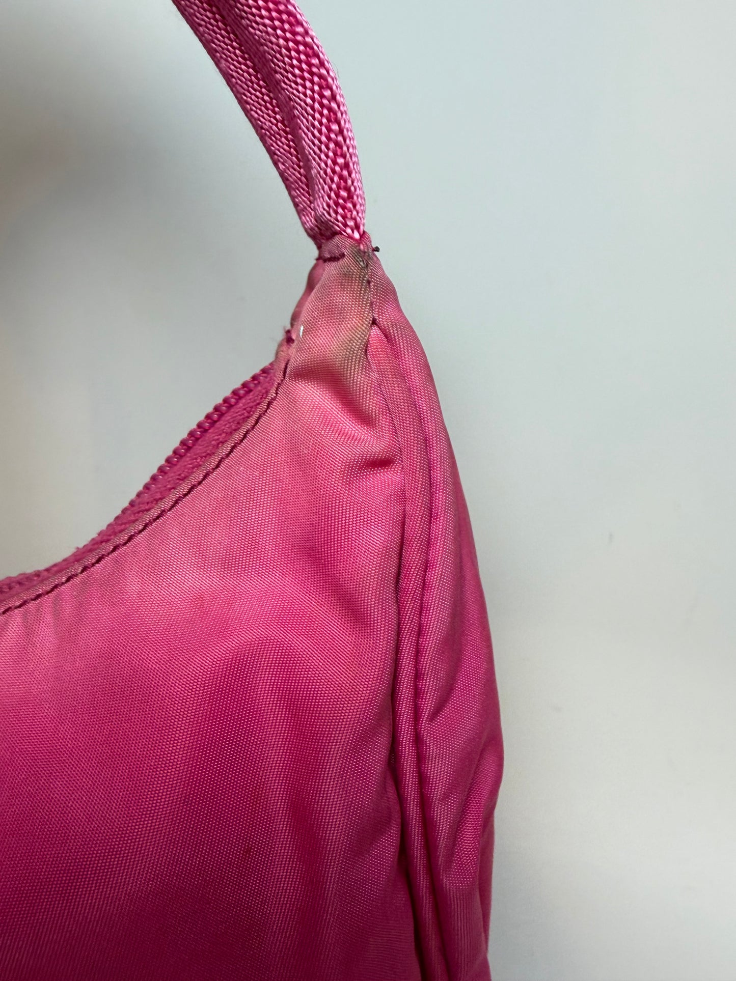 Prada Hot Pink Nylon Hobo Tessuto Mini Hand Bag