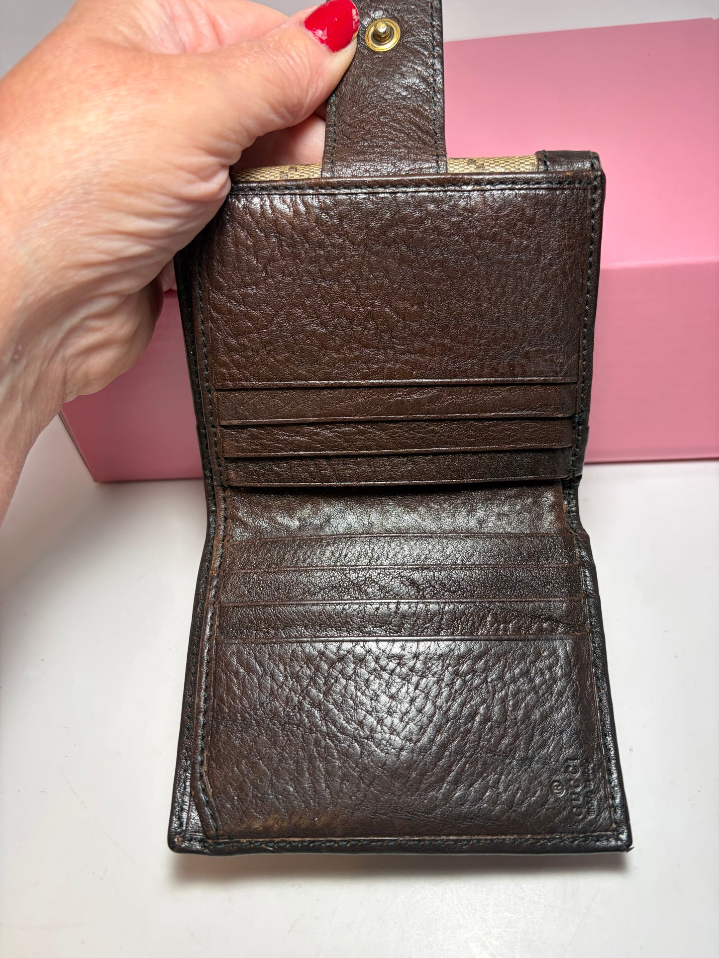 Gucci GG Babouska Canvas & leather compact wallet