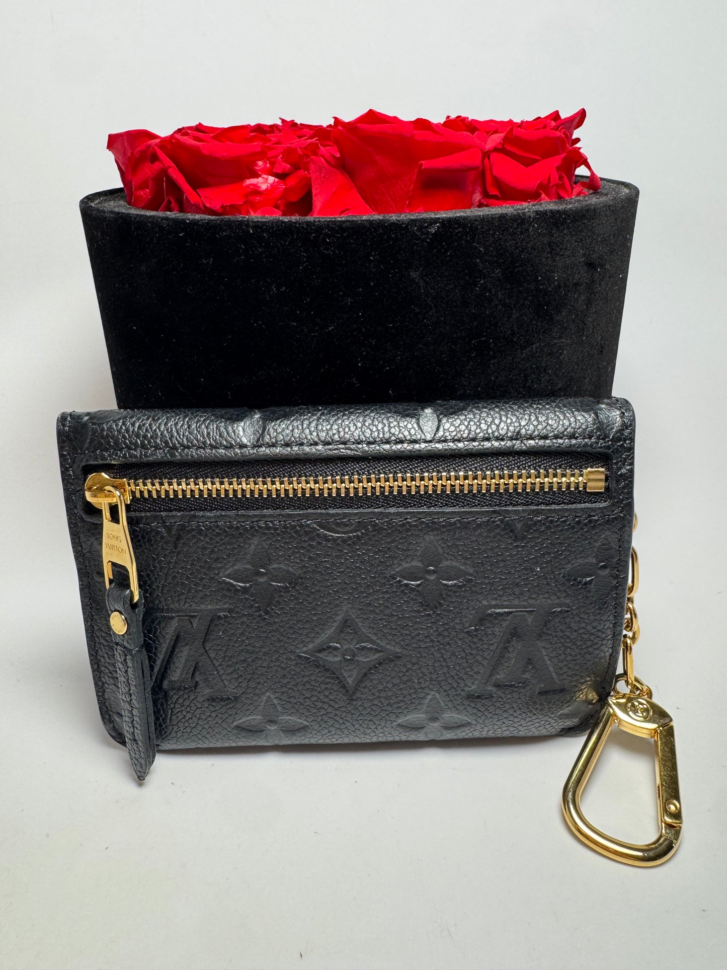 Louis Vuitton Black Key Pouch Wallet Empriente Noir Leather w/Key Ring