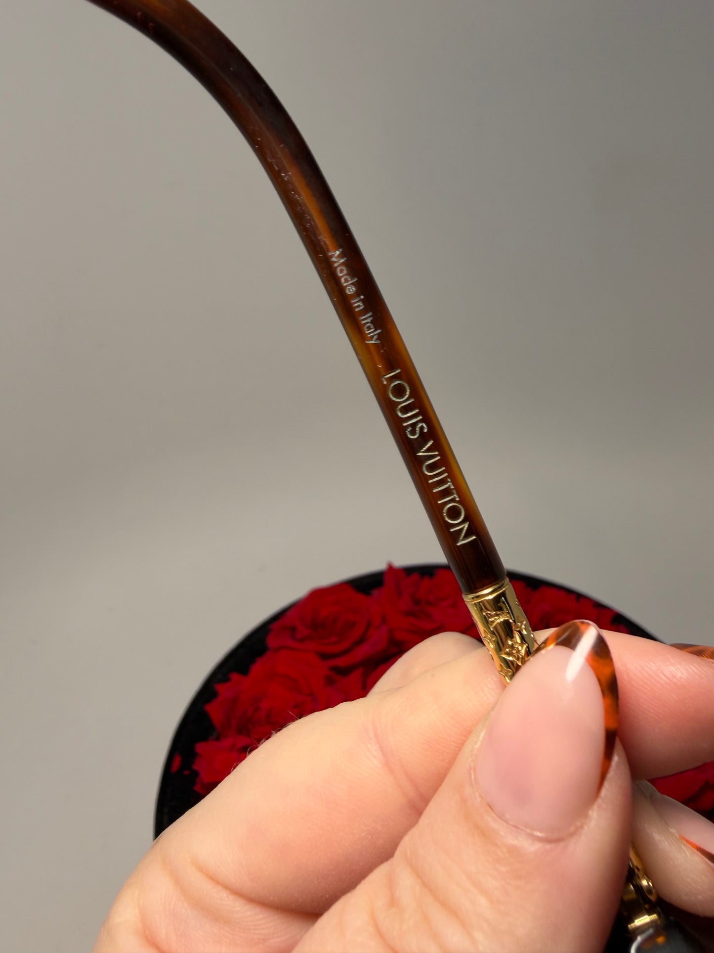 Louis Vuitton Brown Tortoise Round Sunglasses with Gold Monogram Details