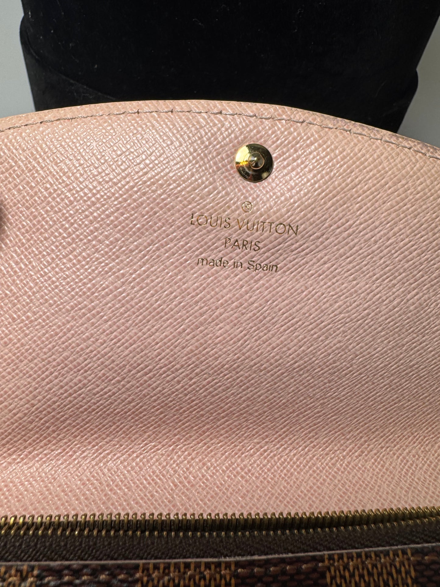 Louis Vuitton Damier Ebene Caissa Wallet w/Ballerine Pink Interior