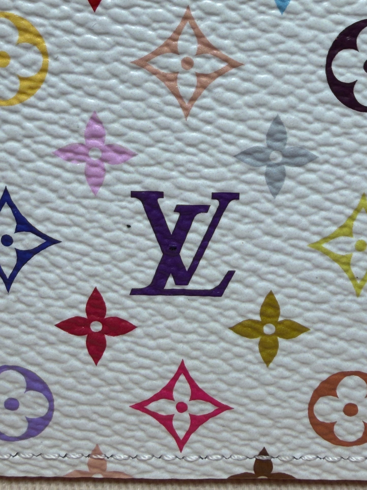 Louis Vuitton LV x TM White Multicolor & Hot Pink Card Case Murakami NWT