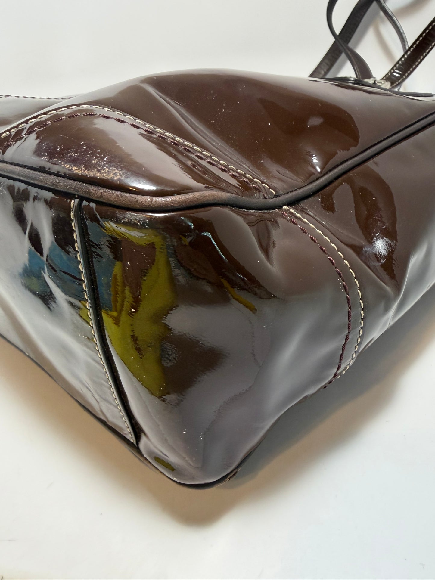 Coach Patent Leather Shoulder Bag/Tote in Chocolate Brown