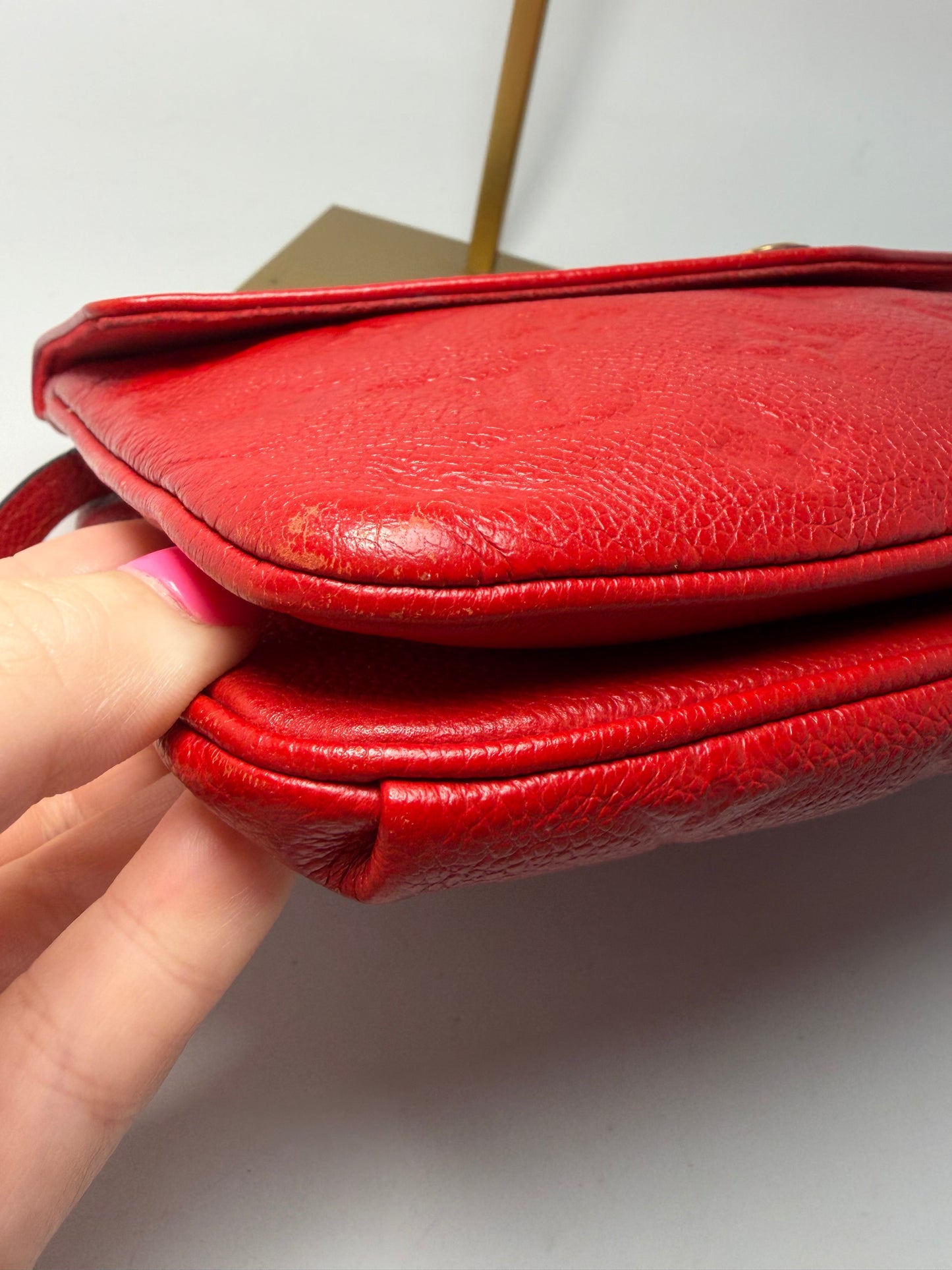 Louis Vuitton Empriente Leather Twice Crossbody in Cherry Red