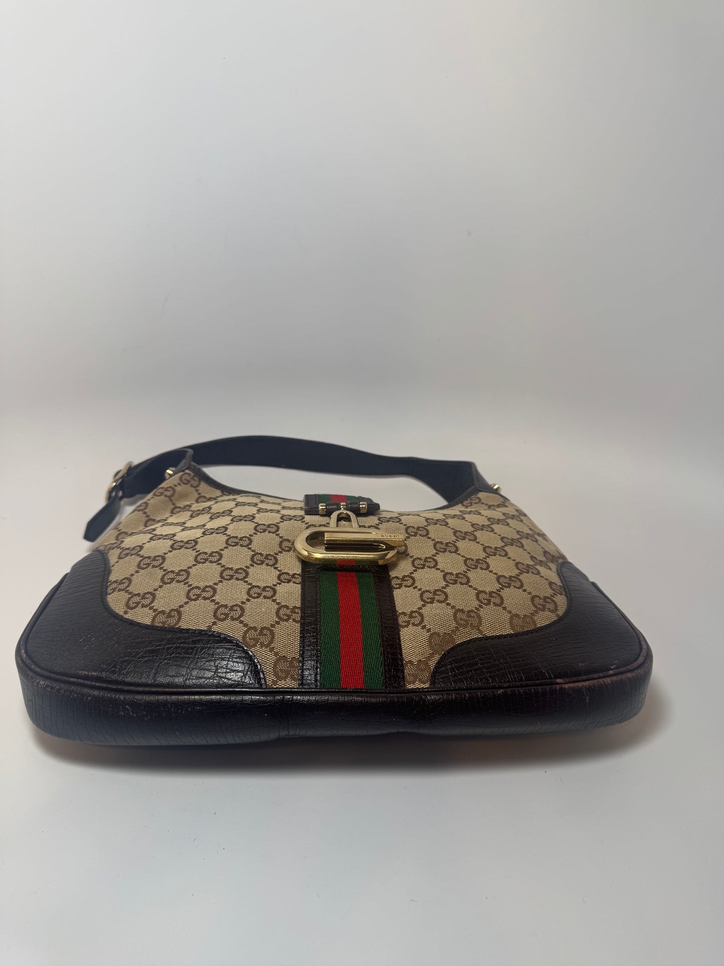 Gucci Jackie Sherry Line Monogram Canvas & Leather Shoulder Bag