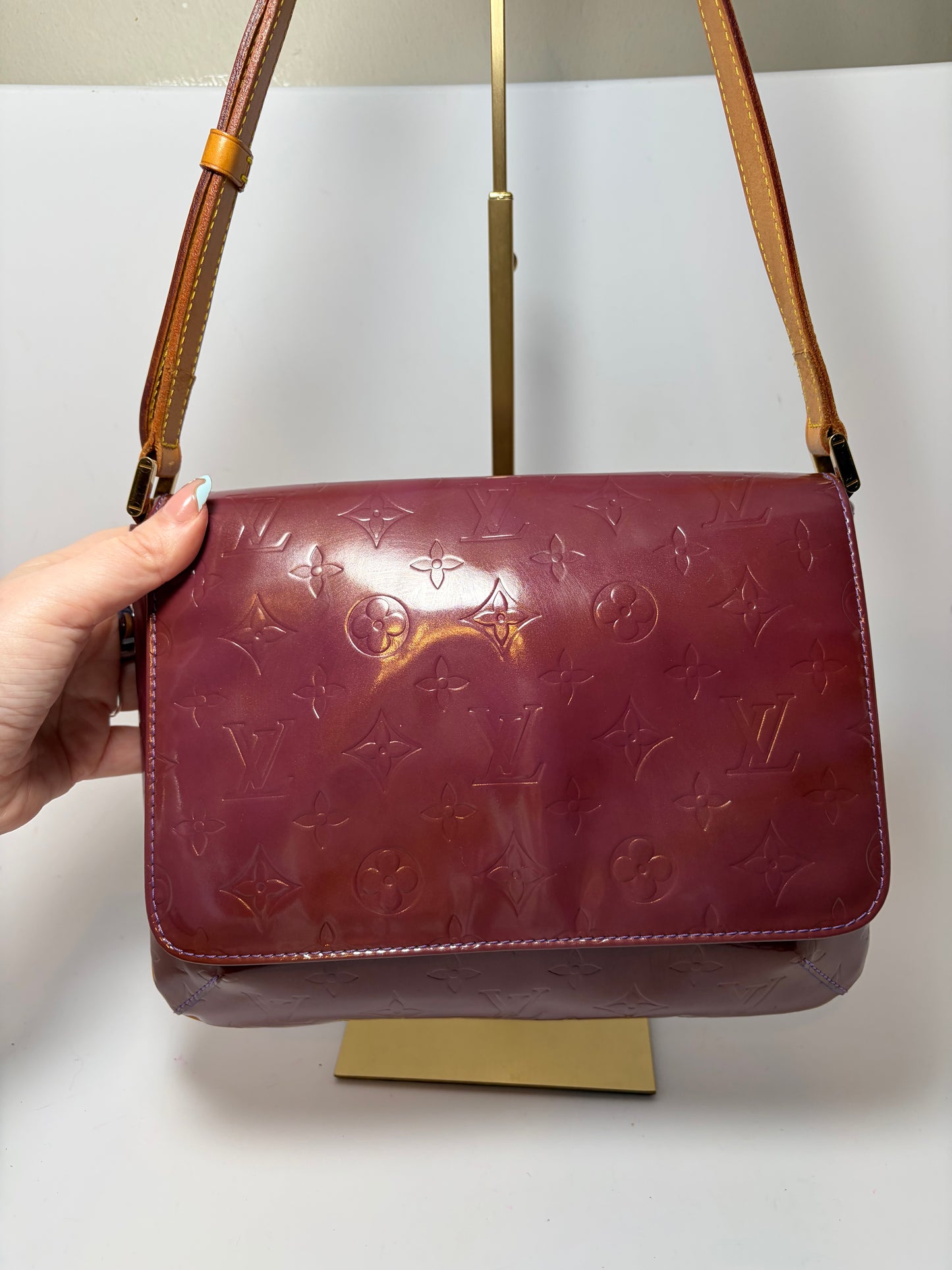 Louis Vuitton Thompson Street Purple Vernis Leather Monogram Shoulder Bag with Purple leather interior