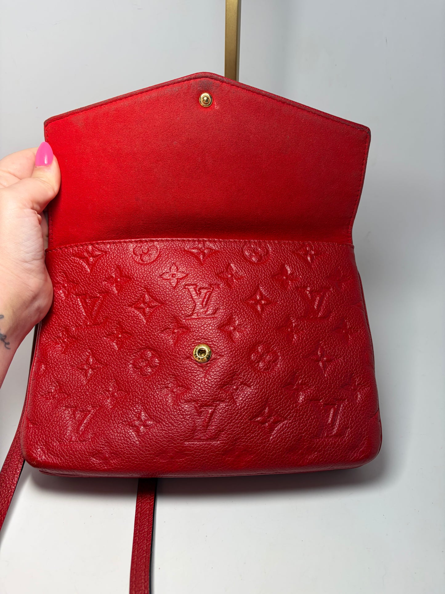 Louis Vuitton Empriente Leather Twice Crossbody in Cherry Red