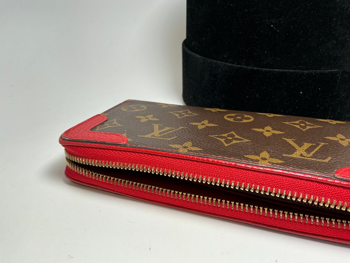 Louis Vuitton Retiro Monogram & Red Leather Wallet