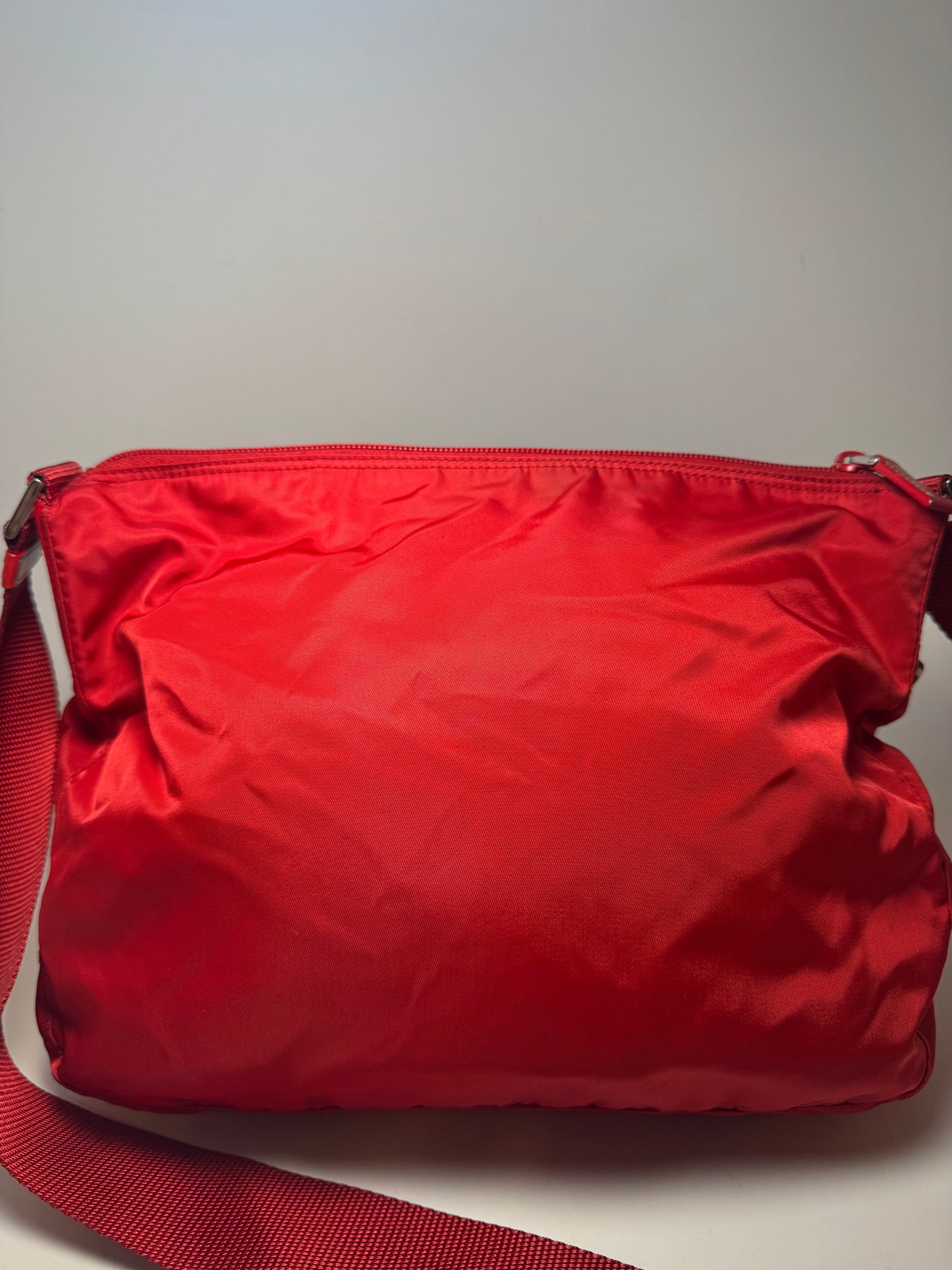Prada Red Nylon Shoulder Bag/Crossbody