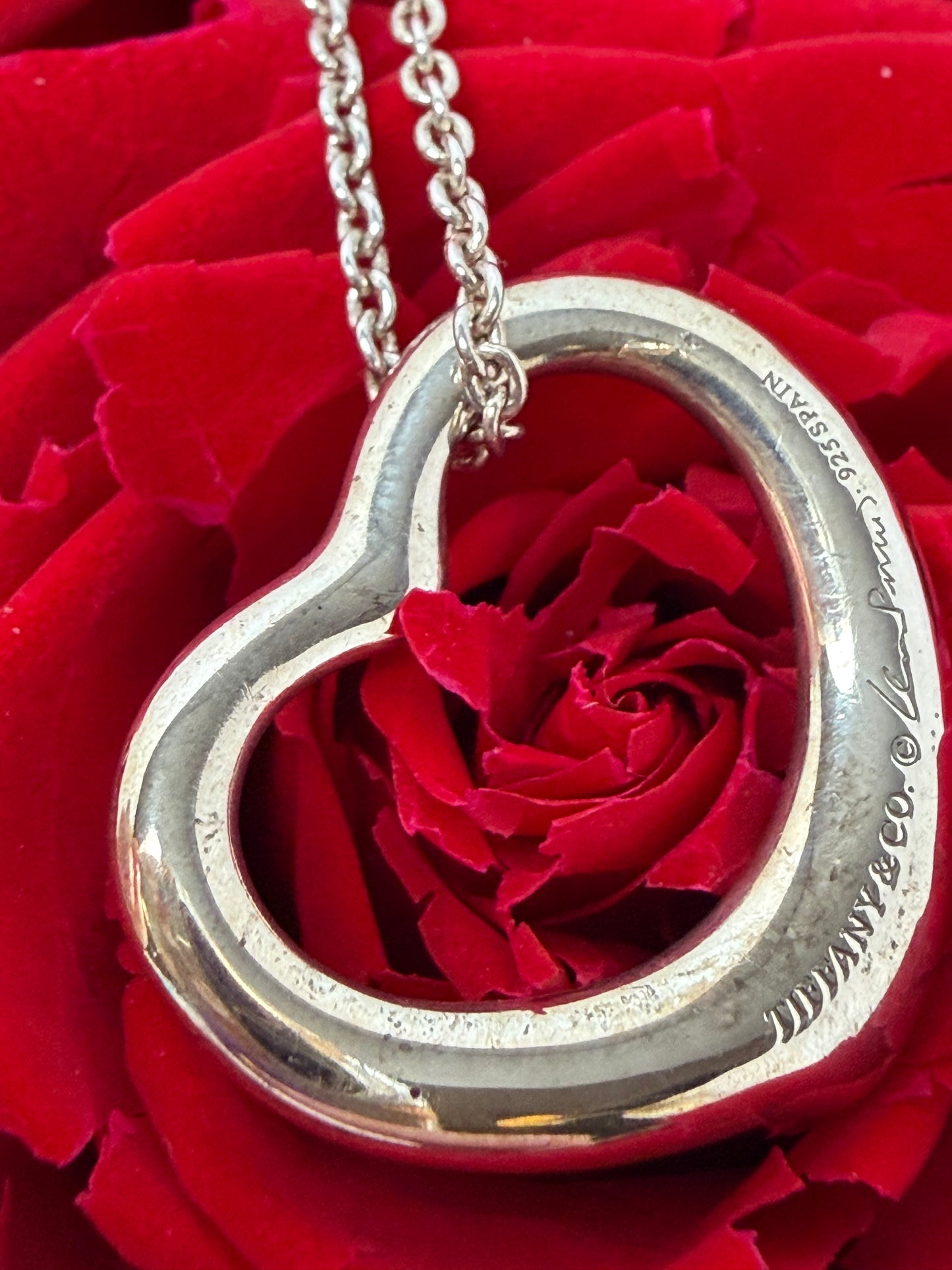 Tiffany & Co Elsa Peretti Open Heart Sterling Silver Necklace