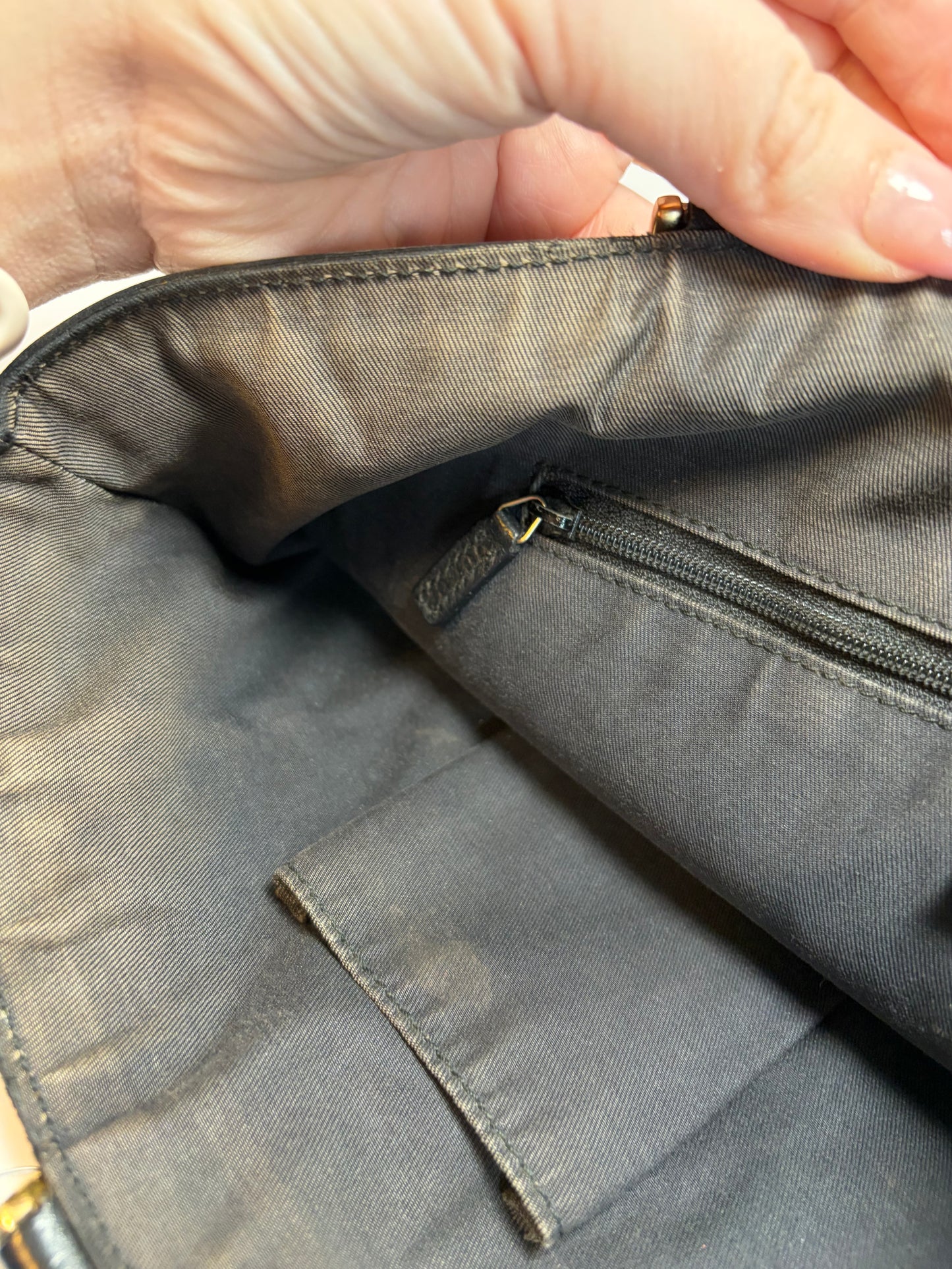 Gucci Abbey Tote Black GG Monogram Canvas & Leather comes with certificate of authenticity from Entrupy