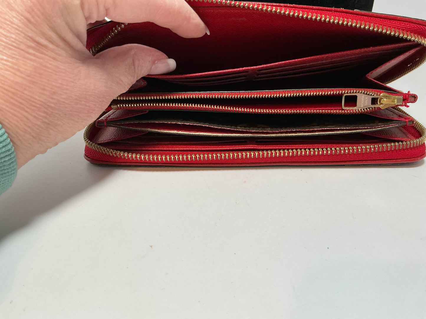 Louis Vuitton Retiro Monogram & Red Leather Wallet