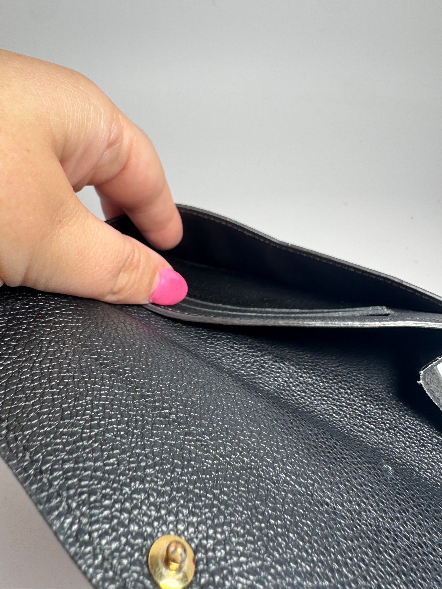 Louis Vuitton Monogram Pallas Wallet Brown Monogram & Black Leather