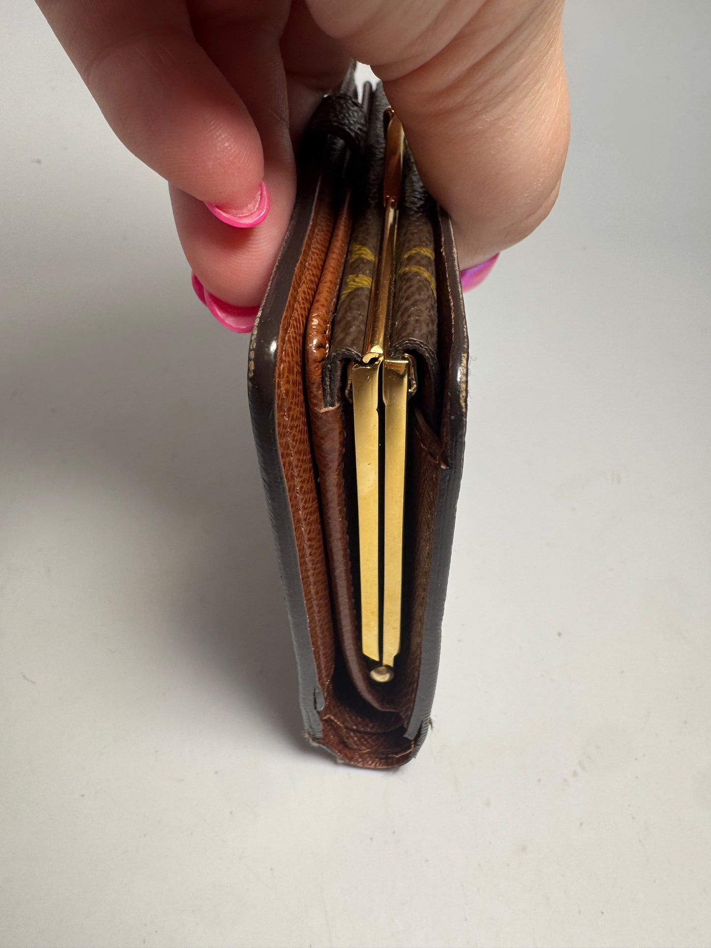 Louis Vuitton Monogram French Lock Coin Purse Kiss Lock Wallet