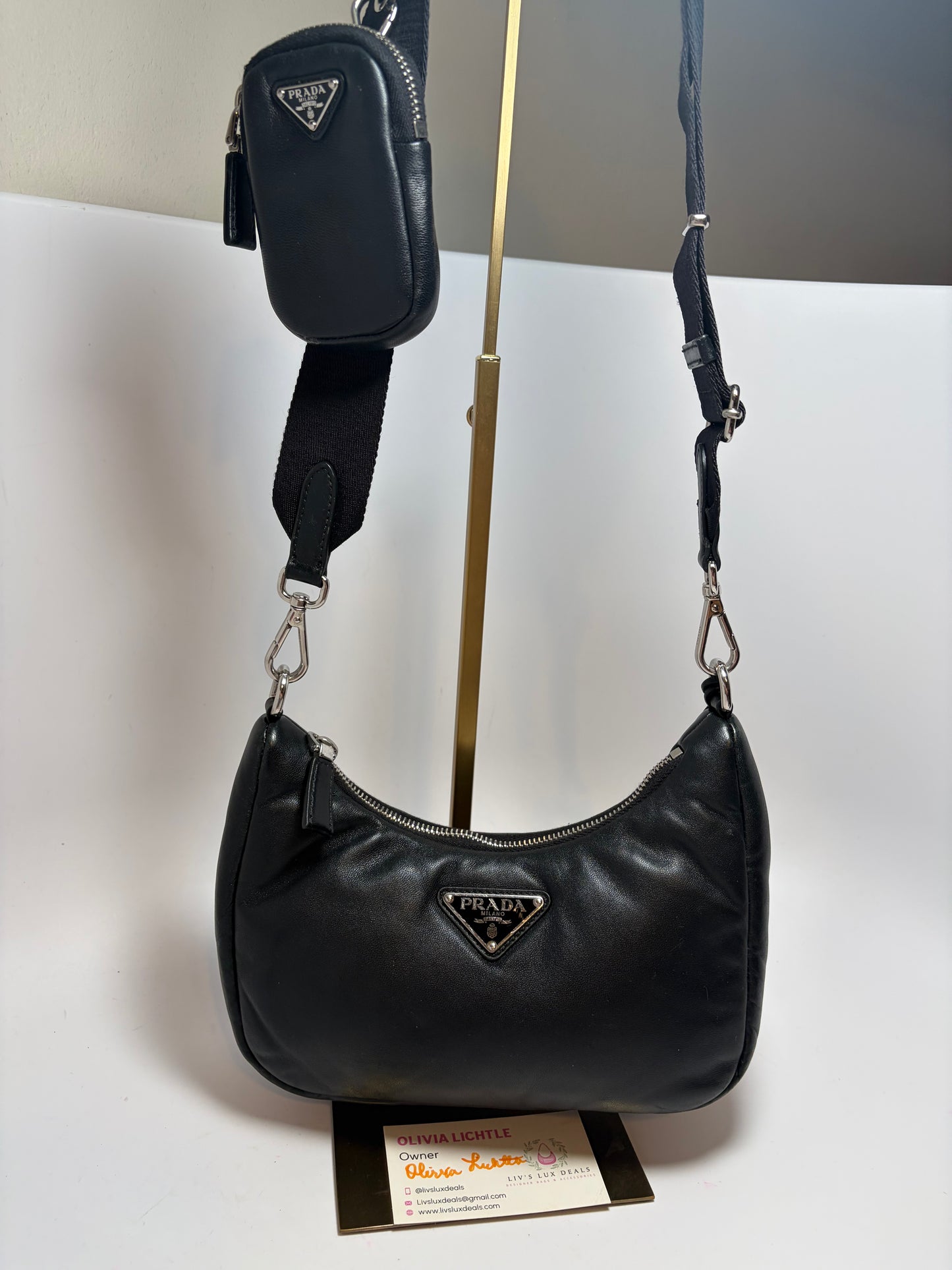 Prada Re-Edition 2005 Soft Padded Black Nappa (Lambskin) Leather Crossbody/Shoulder Bag