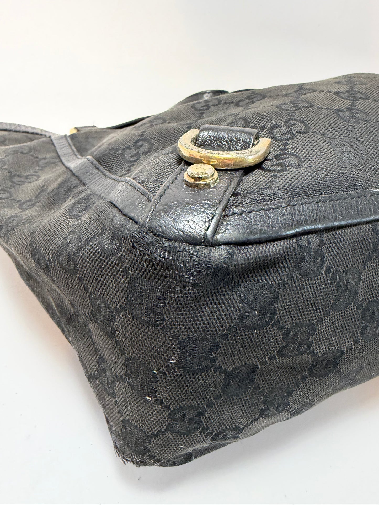 Gucci Abbey Tote Black GG Monogram Canvas & Leather comes with certificate of authenticity from Entrupy